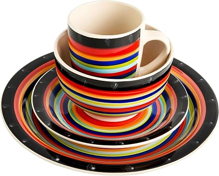 Gibson Home Casa Stella 16-Piece Dinnerware Set, Red