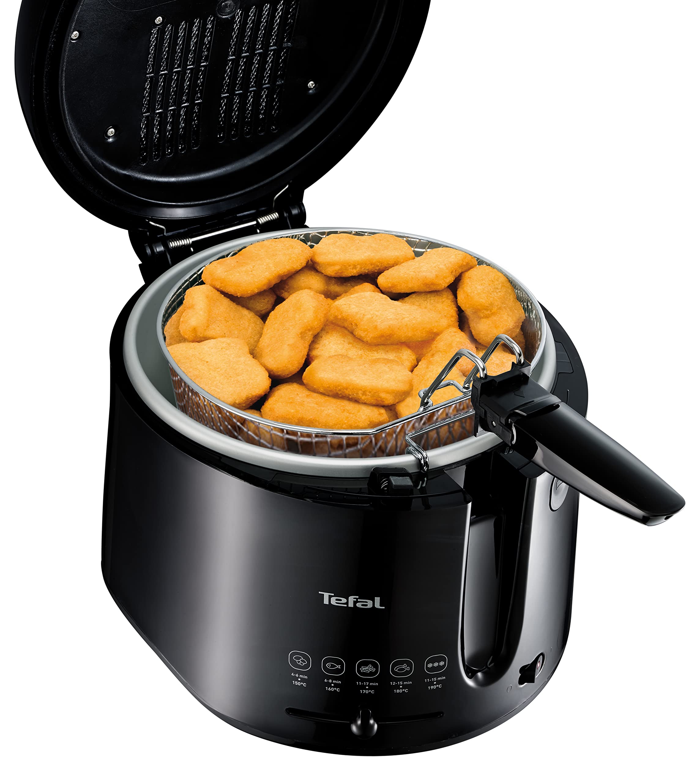Tefal Maxi Fry Fritteuse, Cool Wall Technologie, bis zu 1,2 kg Fassungsvermögen, einklappbarer Griff, kompakte Größe, regelbares Thermostat von 150°C bis 190°C, schwarz, FF1078