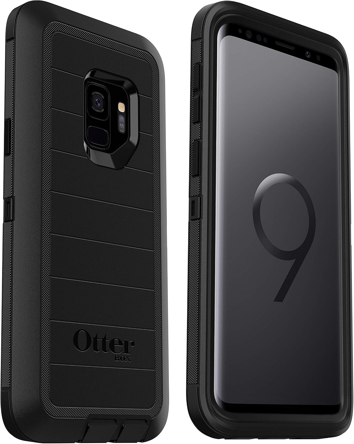 OtterBox Defender Series Rugged Case & Holster for Samsung Galaxy S9 (ONLY) Retail Packaging - Black - with Microbial Defense