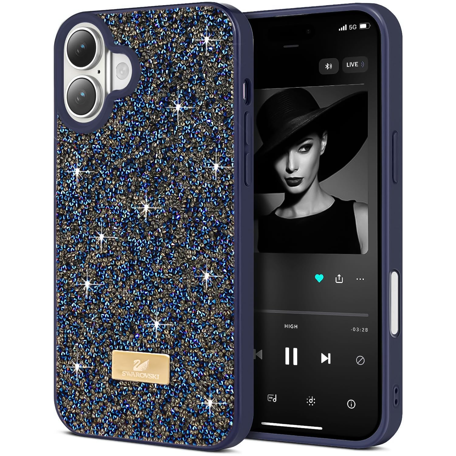 Dl3 Mobilak Case For iPhone 16 6.1-Inch Case Glitter, Sparkle Diamond Crystal Bling Case with Bling, Ultra Thin Lightweight Full Body Shockproof Anti-Scratch Protective Cover
