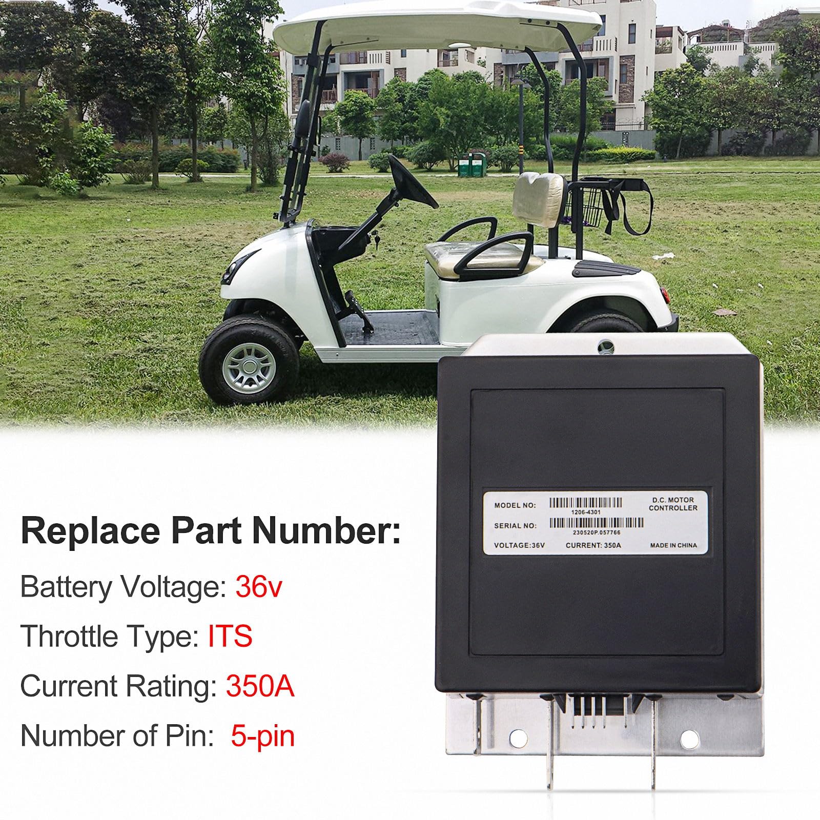 25864G03 25864G05 25864G09 36 V 350 A 5 Pin SX Controller for Curtis 1206-4301 25864G03, 25864G04, 25864G05, 25864G06, 25864G08, 25864G09, 25864Gx, CP28349-G01RB Fit EZGO TXT and Medalist Golf Carts