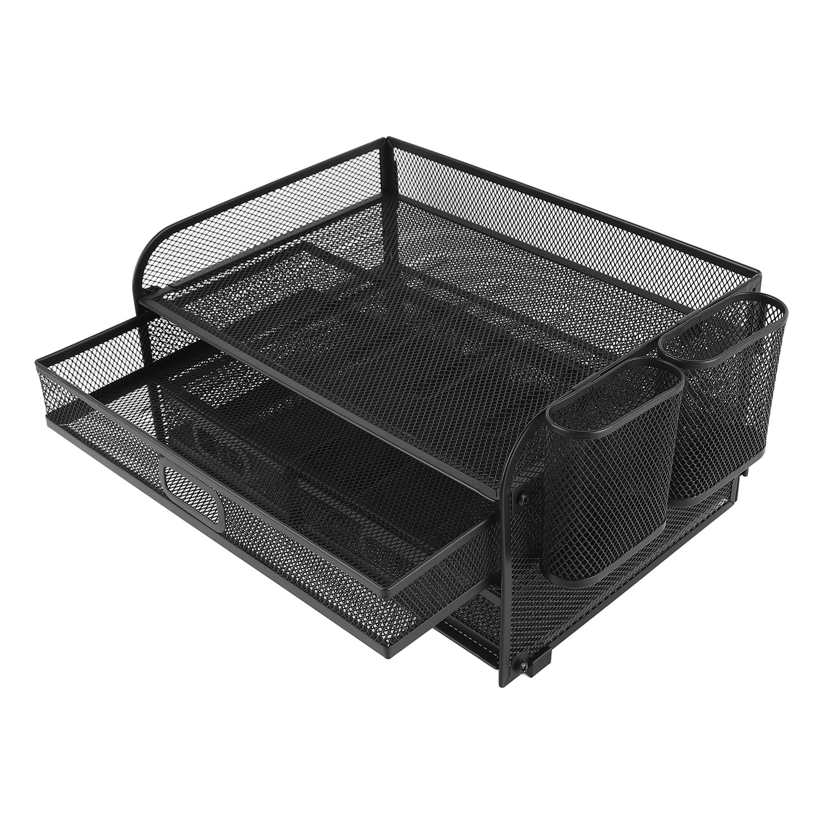 Organizzatore da scrivania a 3 ripiani in rete, organizer da scrivania in rete con 5 scomparti, scaffale pieghevole multifunzionale per ufficio, studio e
