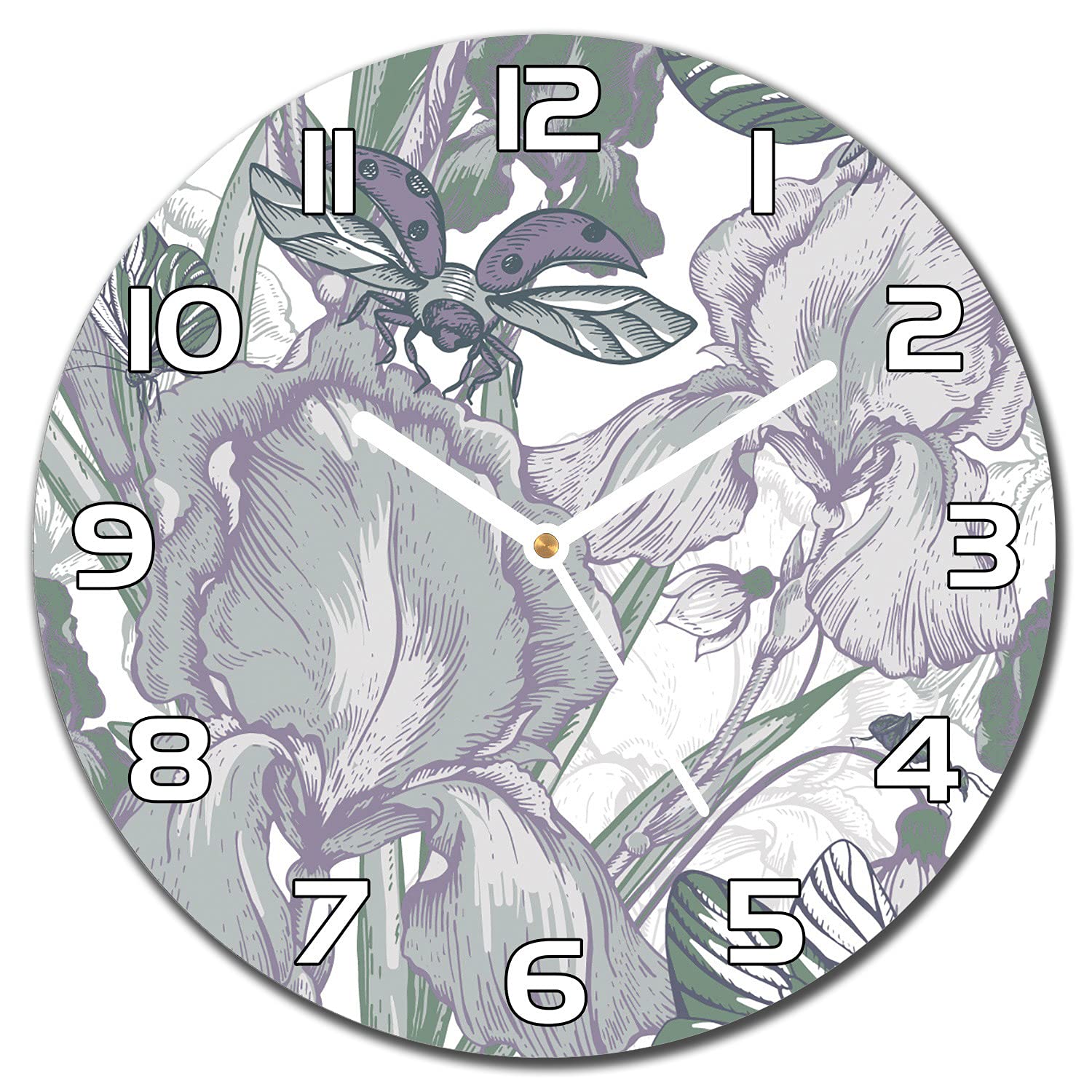 Horloge en verre pour cuisine et salon moderne au style floral rétro