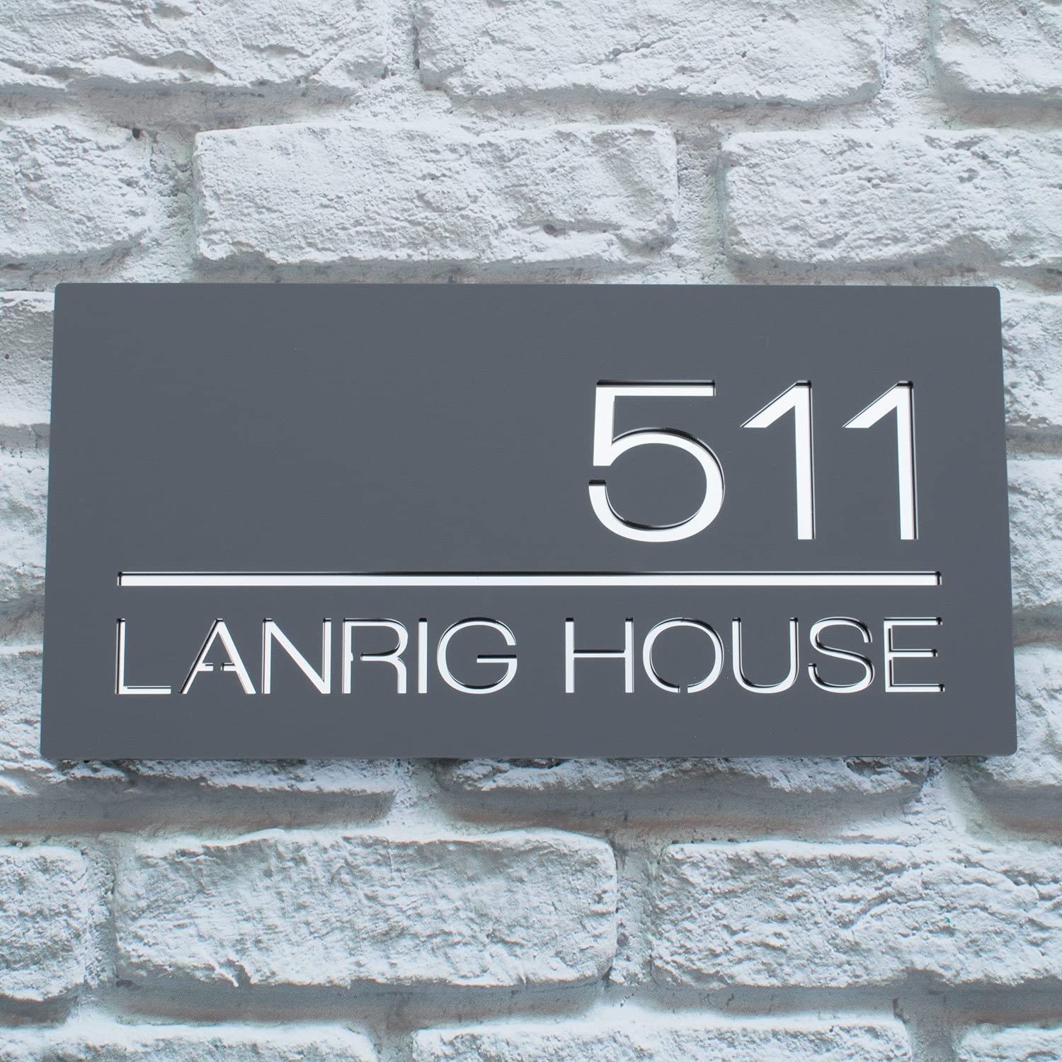 MustHome | Name plate for home entrance | Name plate | Acrylic Laser Cut House | Door name plates | Name Plate For Home, Office & Outdoor Entrance | 15X30 cm | Black | Pack of 1