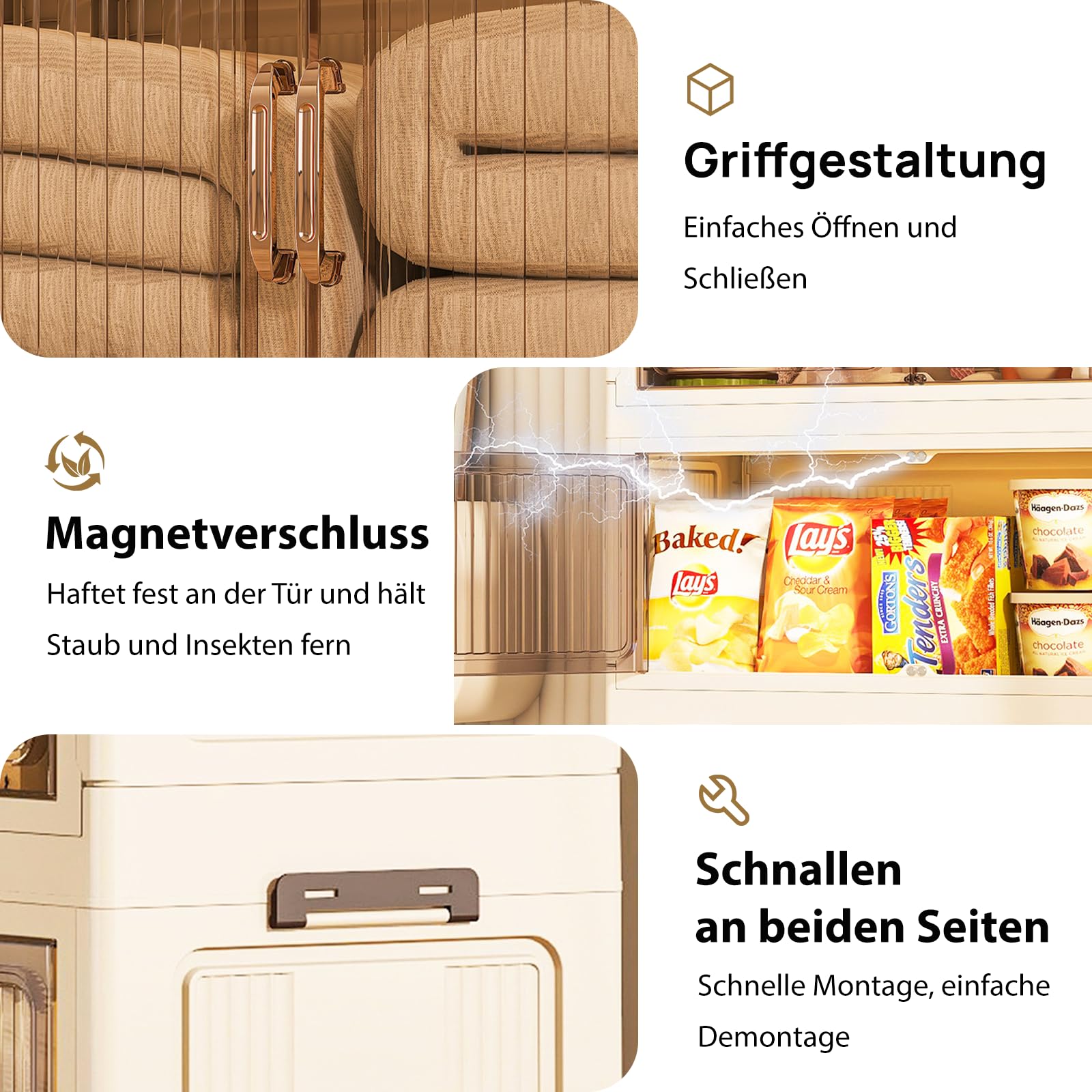 4-Ebenen Aufbewahrungsbox mit Deckel Faltbare (50cm Breite) | Plastik Stapelboxen auf Rollen 30 L Pro Ebene 120 L für Haus und Büro Organisation und Lagerung