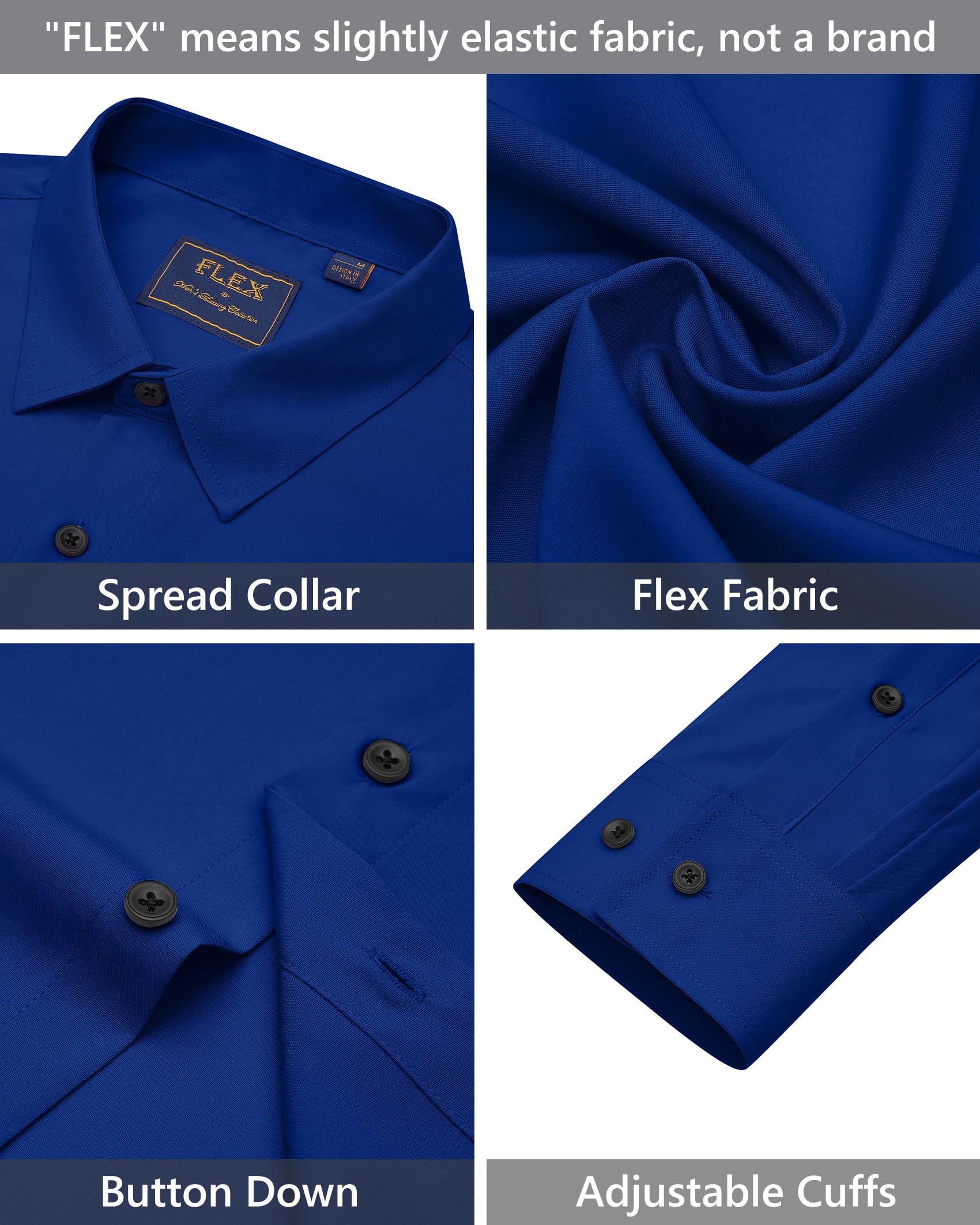 J.VER Camicie da uomo elasticizzate a maniche lunghe camicia formale tinta unita business casual button down camicie per matrimonio ballo