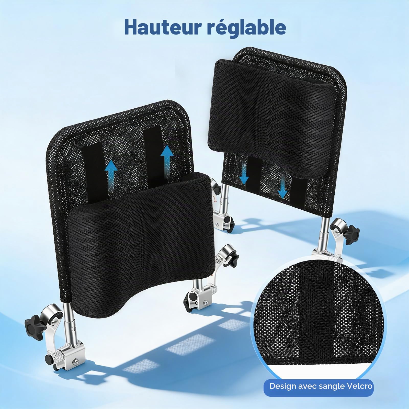 Appui-Tête Pour Fauteuil Roulant, Accessoire Universel Fauteuil Roulant Réglable Avec Soutien De La Nuque Et Dossier Coussin En Forme De U Respirant Et Stable Angle Et Hauteur Réglables De 90° à 45°