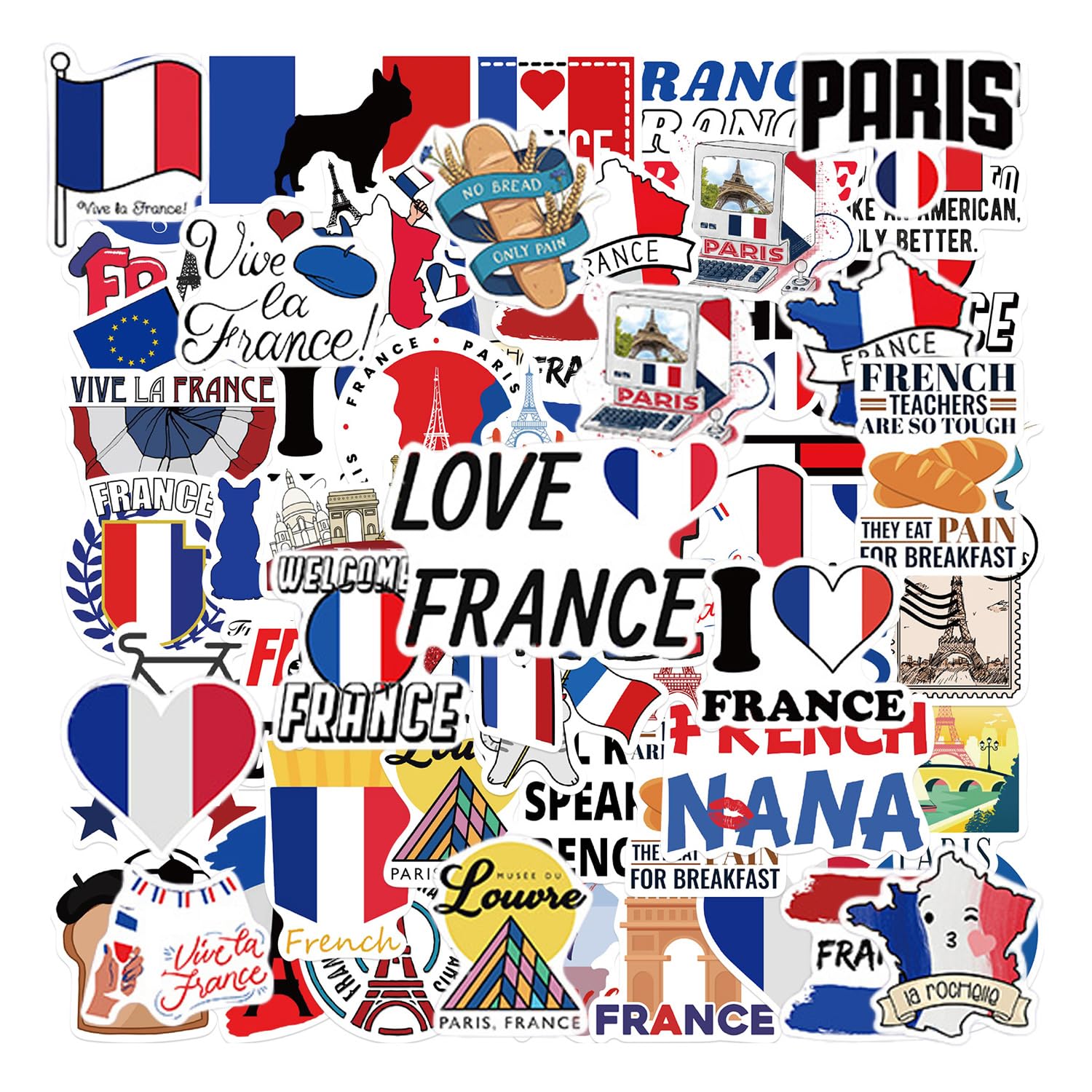 UBSIUH 100 Pieces Of French Graffiti Stickers, Artistic Trend Stickers, Storage Box Decoration Stickers, Suitable For Decorating Notebooks, Suitcases, Guitars, Etc.