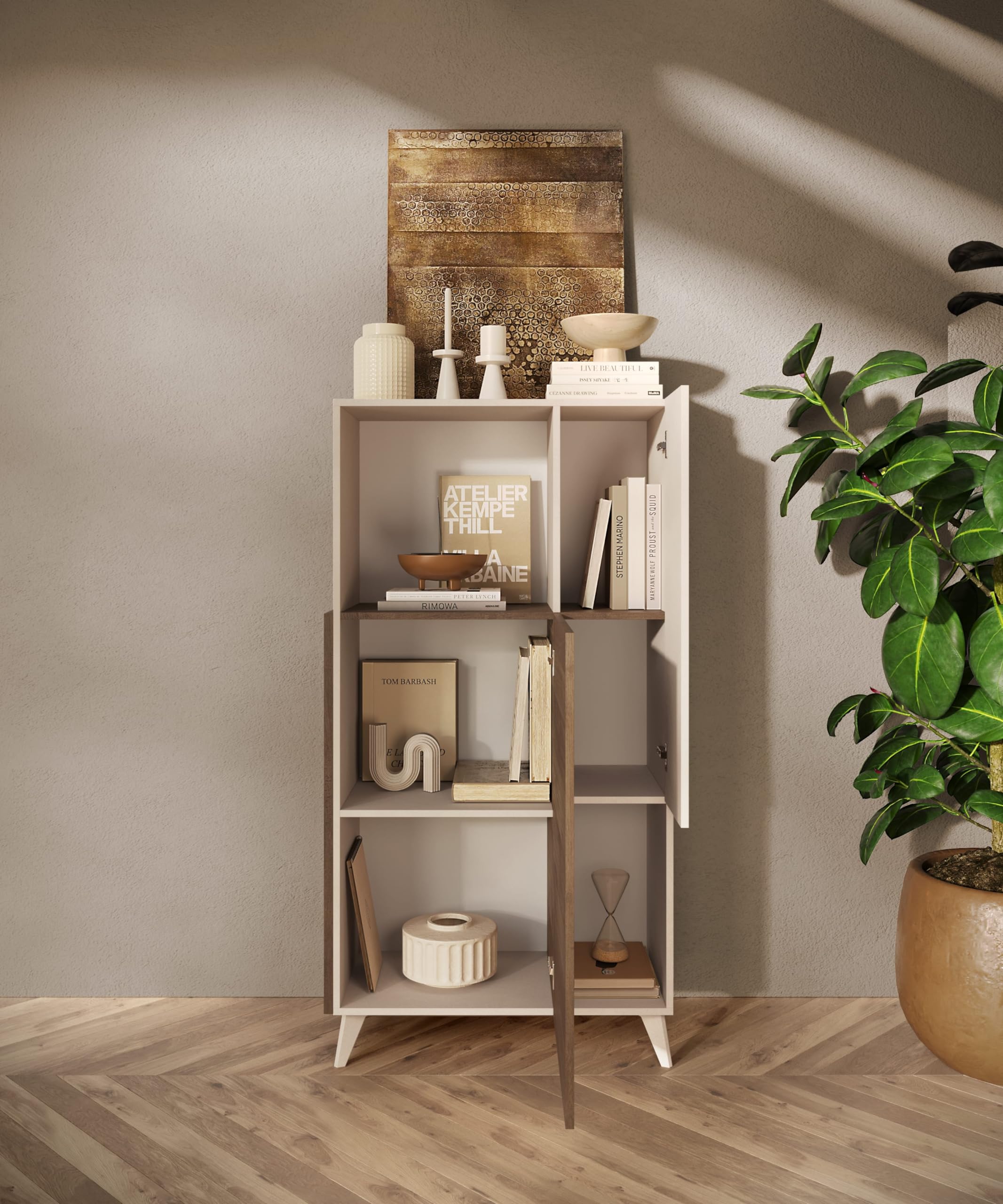 Web Convenienza Mobile contenitore a 2 Ante Made in Italy – Credenza Contenitore Collezione Riviera per Soggiorno Cucina Ingresso Sala Mobile Design moderno (Cashmere/Mercure)