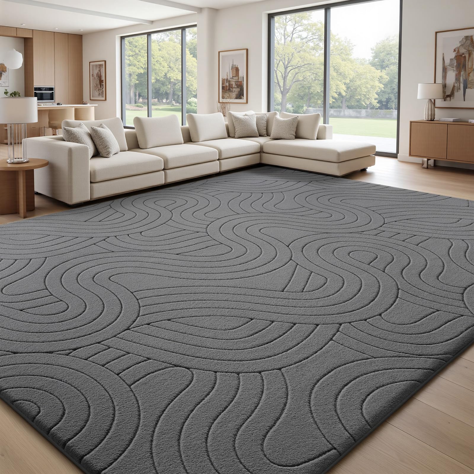 Treeboy Large Area Rugs For Living Room 200X300cm Dark Grey Kids Room Rug