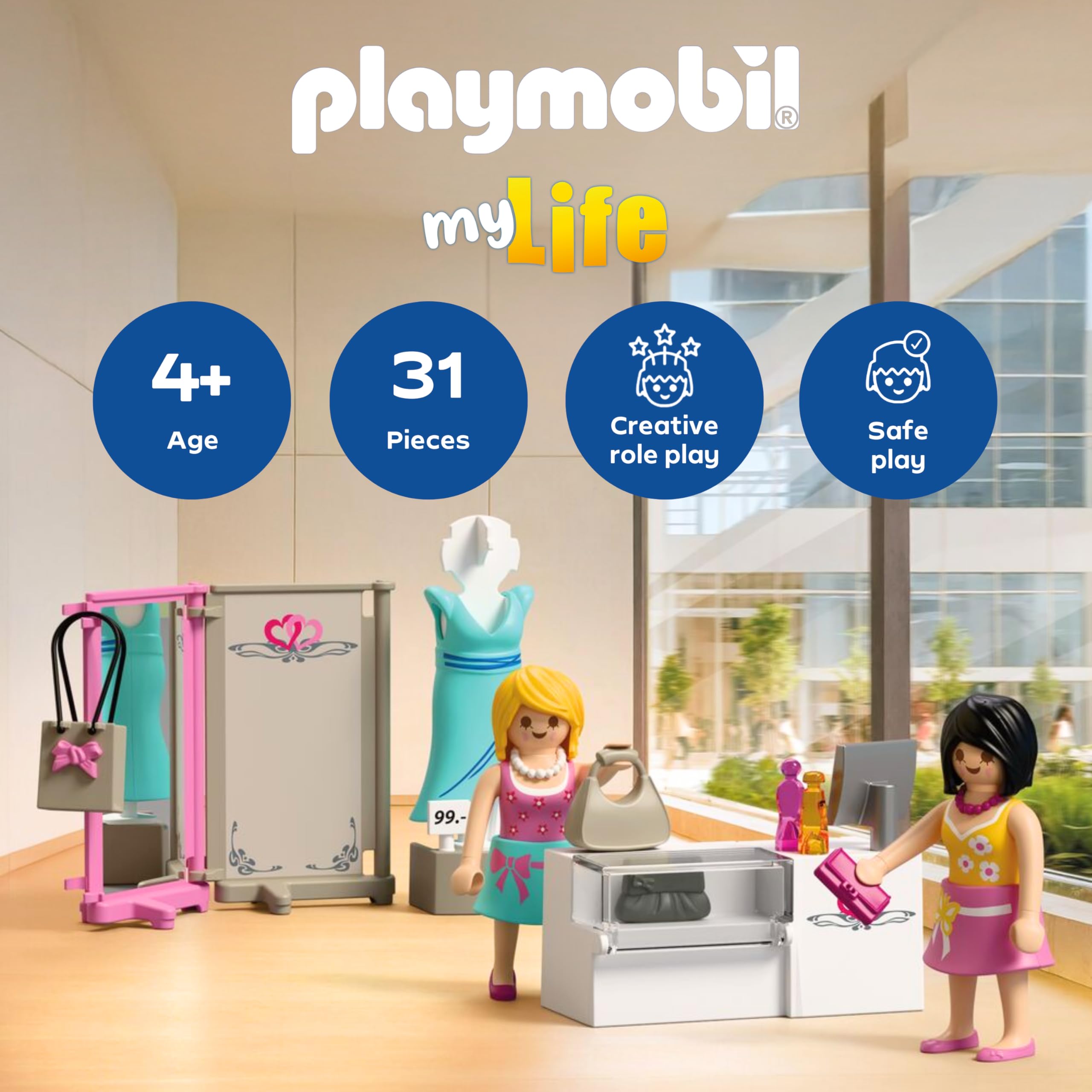 Playmobil MyLife Fashion Boutique, 2 figures with mannequin and sales counter, Promotes creativity - Image 2
