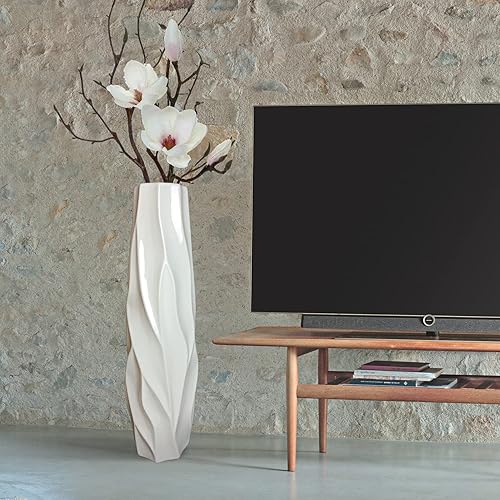 Miniatura 7 de Jarrón grande de cerámica de 17.7 pulgadas de alto, floreros altos de flores blancas modernas para oficina, hogar, granja, decoración de sala de