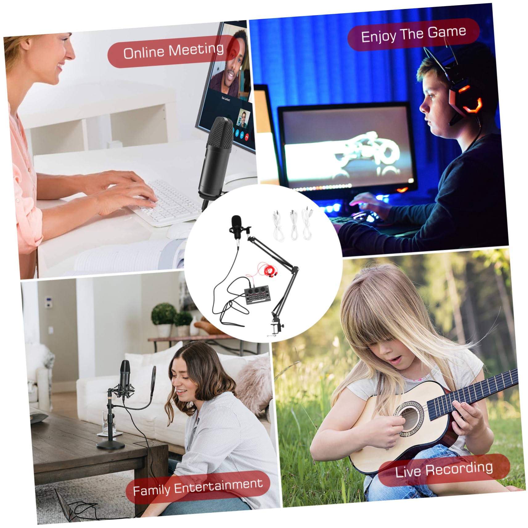 TOYANDONA 11 Sztuk Zestaw Mikrofonów Urządzenia Pojemnościowe Zestaw Mikrofonów Sprzęt Do Karaoke Karty Dźwiękowe Sprzęt Do Nagrywania Urządzenia Do Transmisji Internetowej Sprzęt