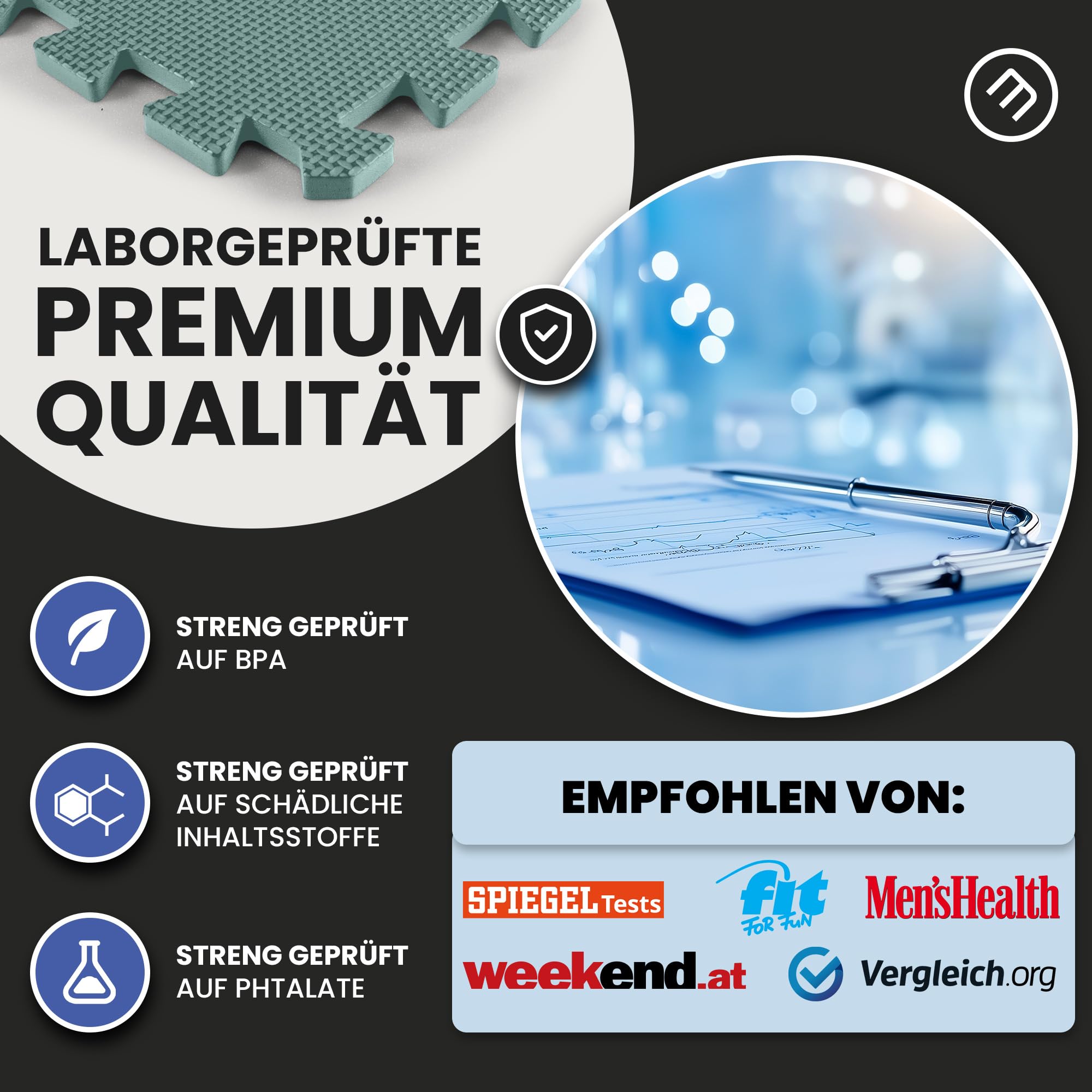 bemaxx Bodenschutzmatte Spielmatte Turnmatte Fallschutzmatte Schaumstoffmatte Yogamatte Gymnastikmatte Sportmatte Fitnessmatte Trainingsmatte Poolmatte Bodenmatte - 54 Puzzlematten, Sage Grey Duo