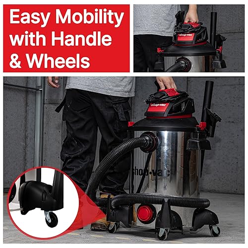 Miniatura 5 de Shop-Vac 5761311 Aspiradora de taller húmedoseco de 12 galones, 6 CV pico, manguera de 1.5 pulgadas de diámetro x 7 pies, cable de 20 pies, ideal