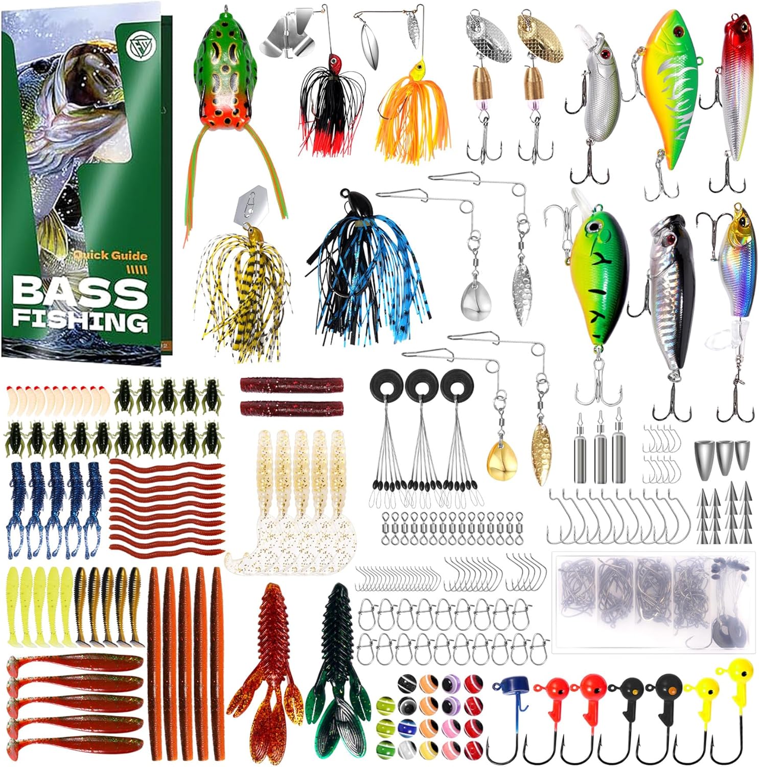 322-Piece Fishing Lures Kit - Buzz Bait/Spinner Baits/Jig/Frog