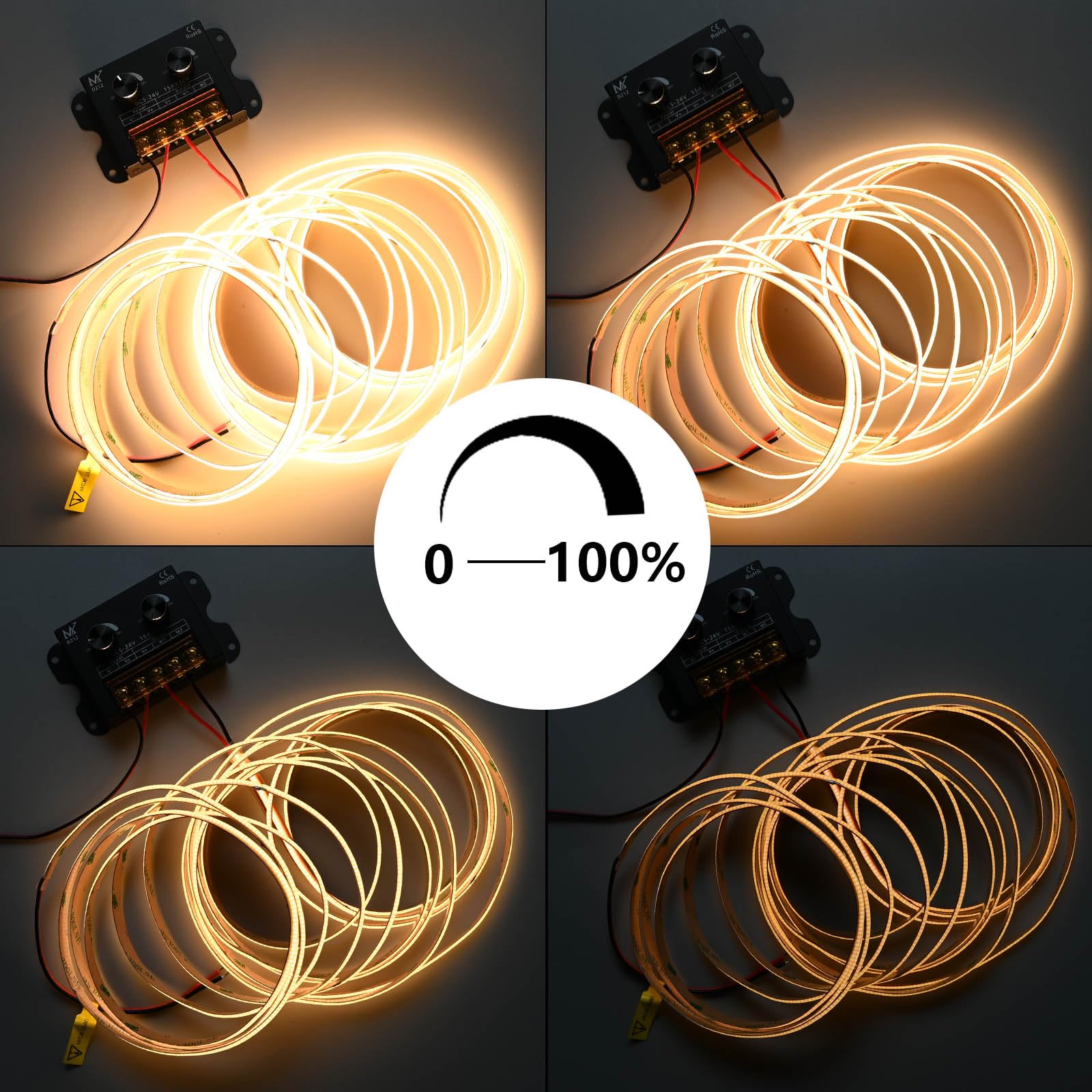 TOPAI Dual Knob LED Strip Dimmer, Independent 2 Channel Control, PWM Dimming Controller, Output DC 5V-24V Max 30A - Image 4