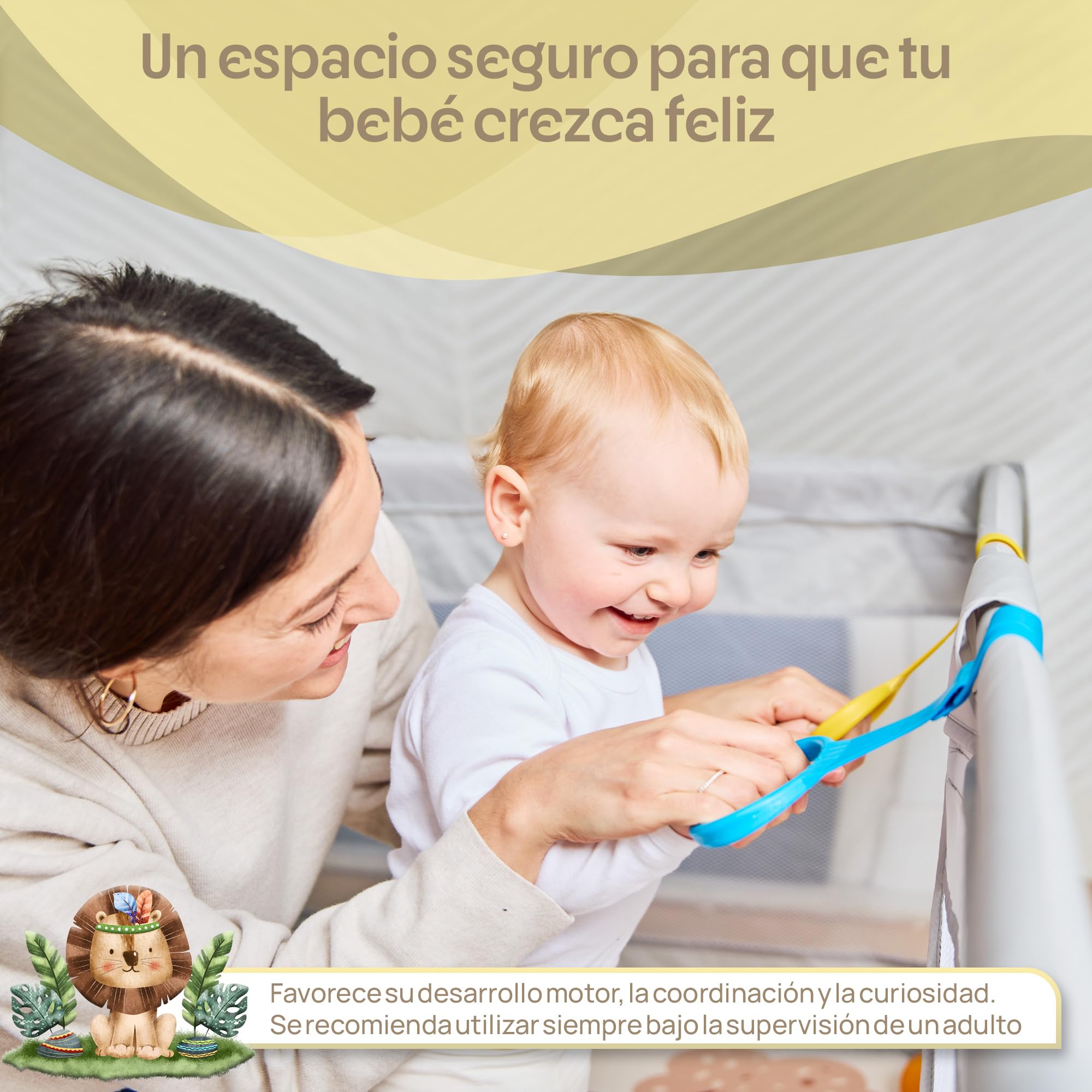 Parque Infantil Bebé 150x150cm con Malla Ilustrada y Esterilla Reversible – Corralito Acolchado Seguro, Libro Sensorial, Bolas y Agarraderas | AKERAQ