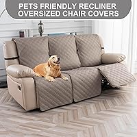 Vista 3 de Fundas para Sillas Reclinables de 3 Plazas 100% Impermeables, Funda Antideslizante para Silla Reclinable, Funda de Sofá, Sofá Lavable con Correas