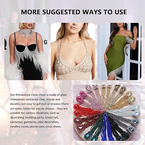 Miniatura 6 de Dowarm Cadena de diamantes de imitación de cristal de 10 yardas de 0.157 in para coser zapatos Crocs, cadena de diamantes de imitación SS16 para