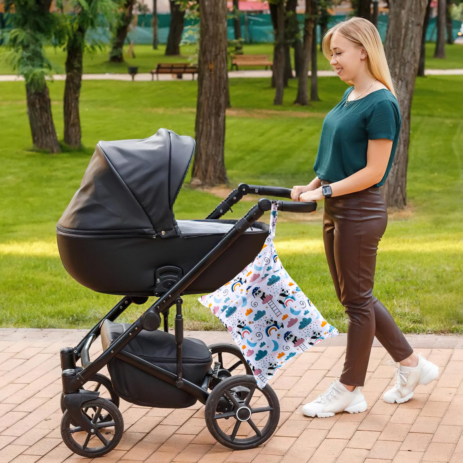 Borsa per Pannolini Lavabili, 2 Pezzi Wet Bag Impermeabile con Cerniera