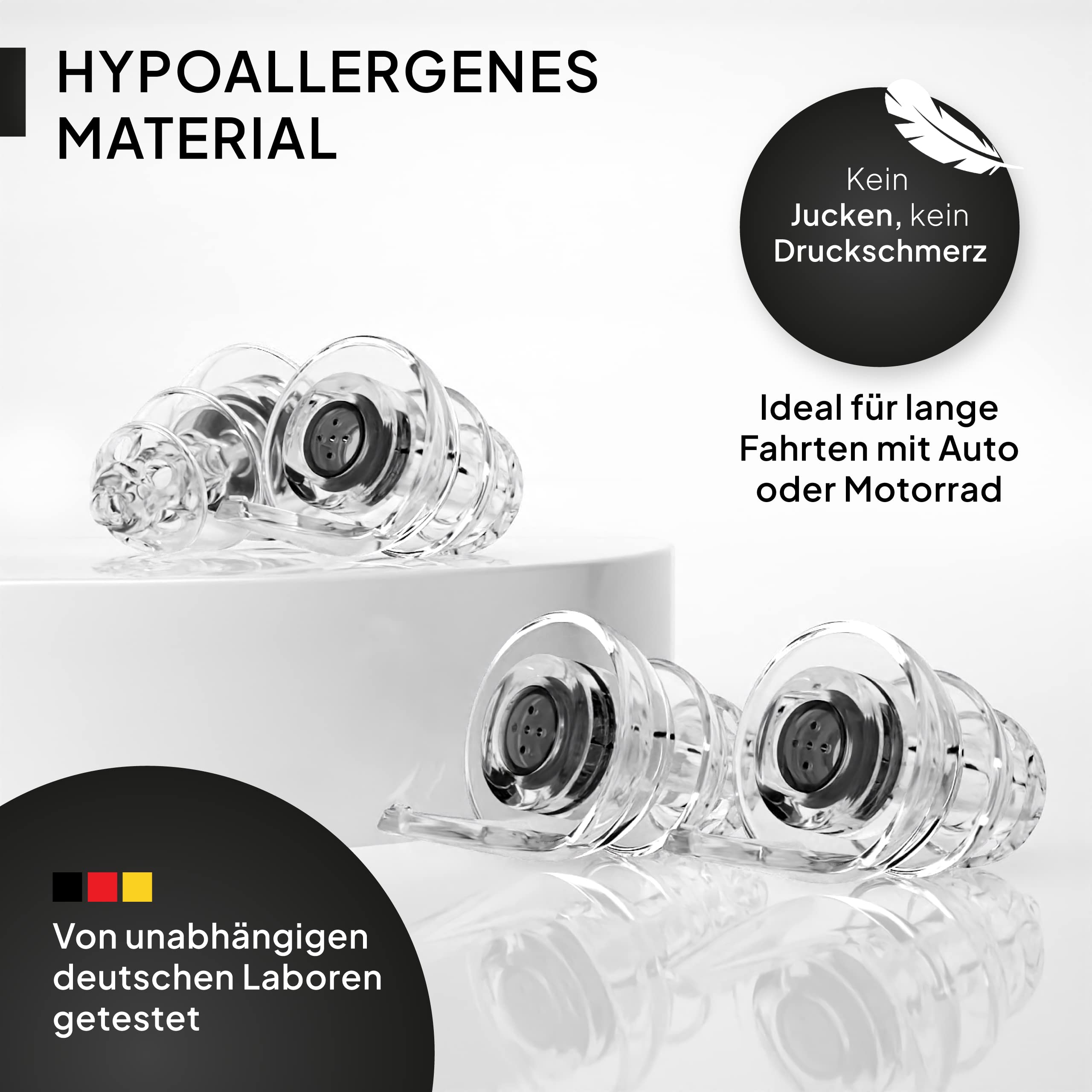 Senner ® MotoPro Gehörschutz - Ohrstöpsel Motorrad und Motorsport, leicht zu tragen und leise, vermindert Windgeräusche, Verkehr bleibt hörbar, mit Alubehälter, wiederverwendbar, Lärmschutz Ohrstöpsel