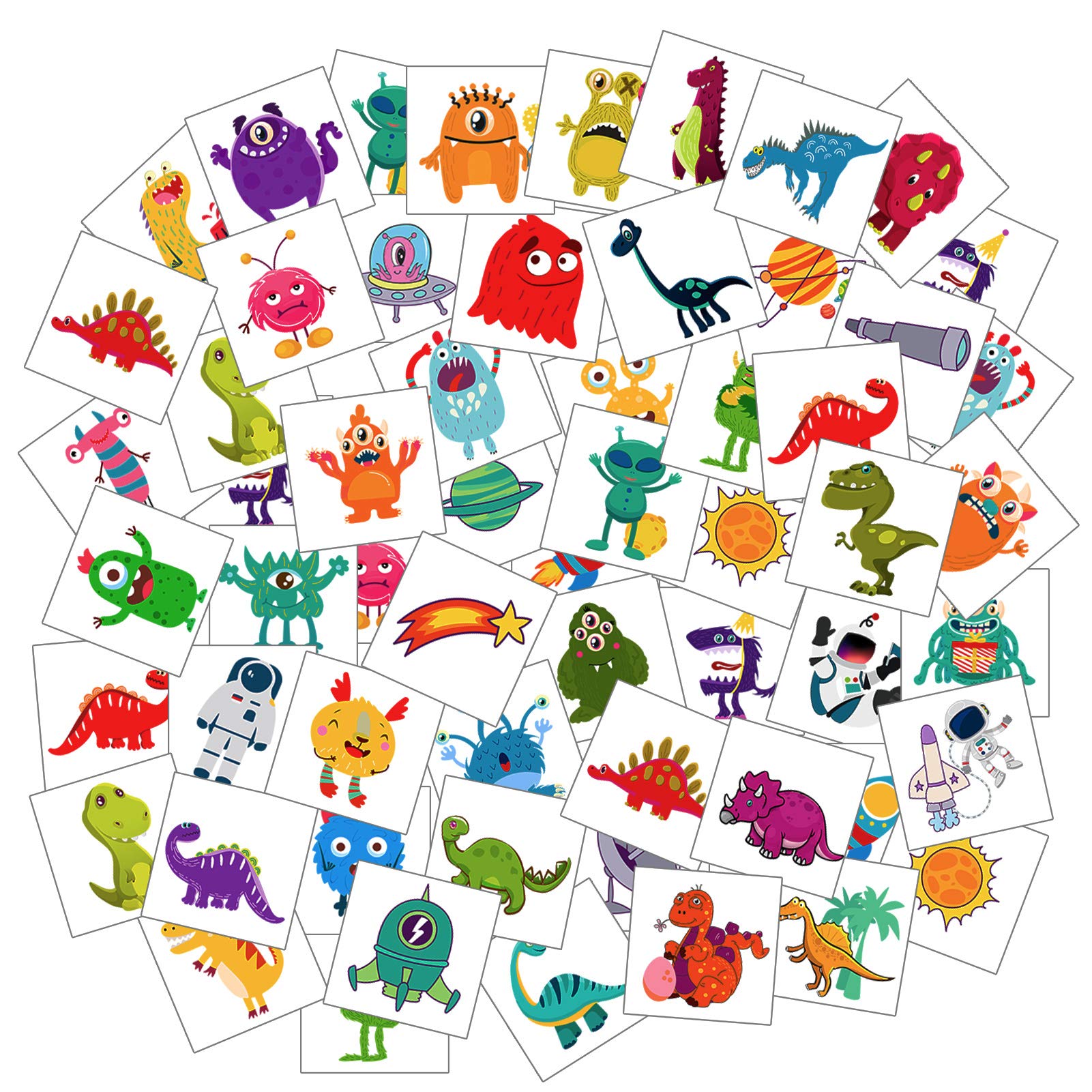 Tatuaggi Temporanei Bambini 96 Pezzi - Set Dinosauri Spazio Mostri Per Feste - Foto 12