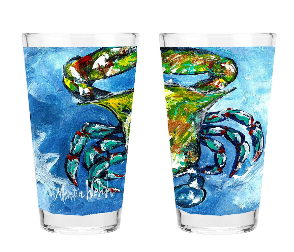Caroline's Treasures MW1172PINT Dungeness Crab 16 ounce Mixing Glass Pint Glass for Beer, Margaritas, Sodas and More, Restaurant Quality Glassware