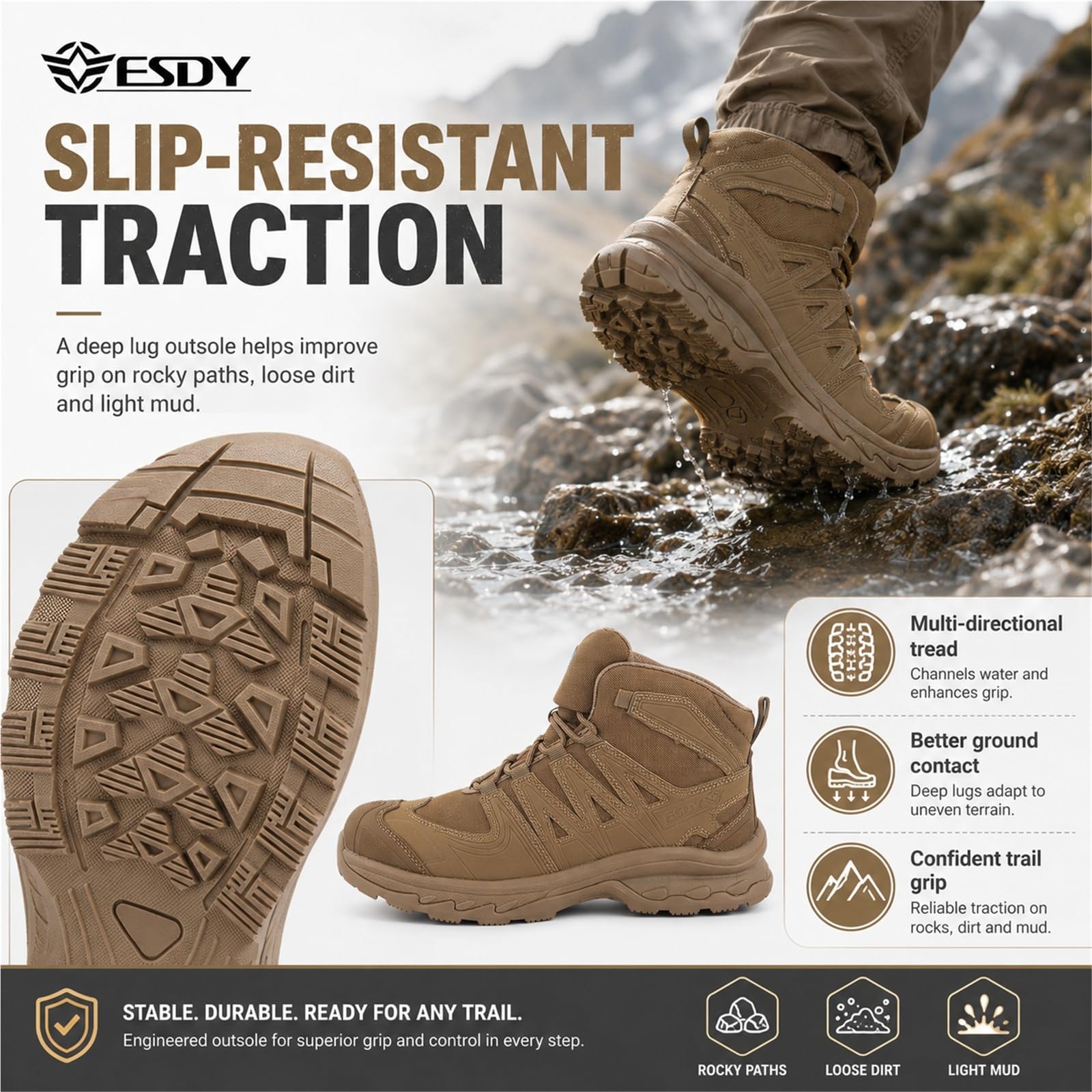 Botas de Montaña Impermeables de Cuero Calzado de Trekking Táctico Unisex