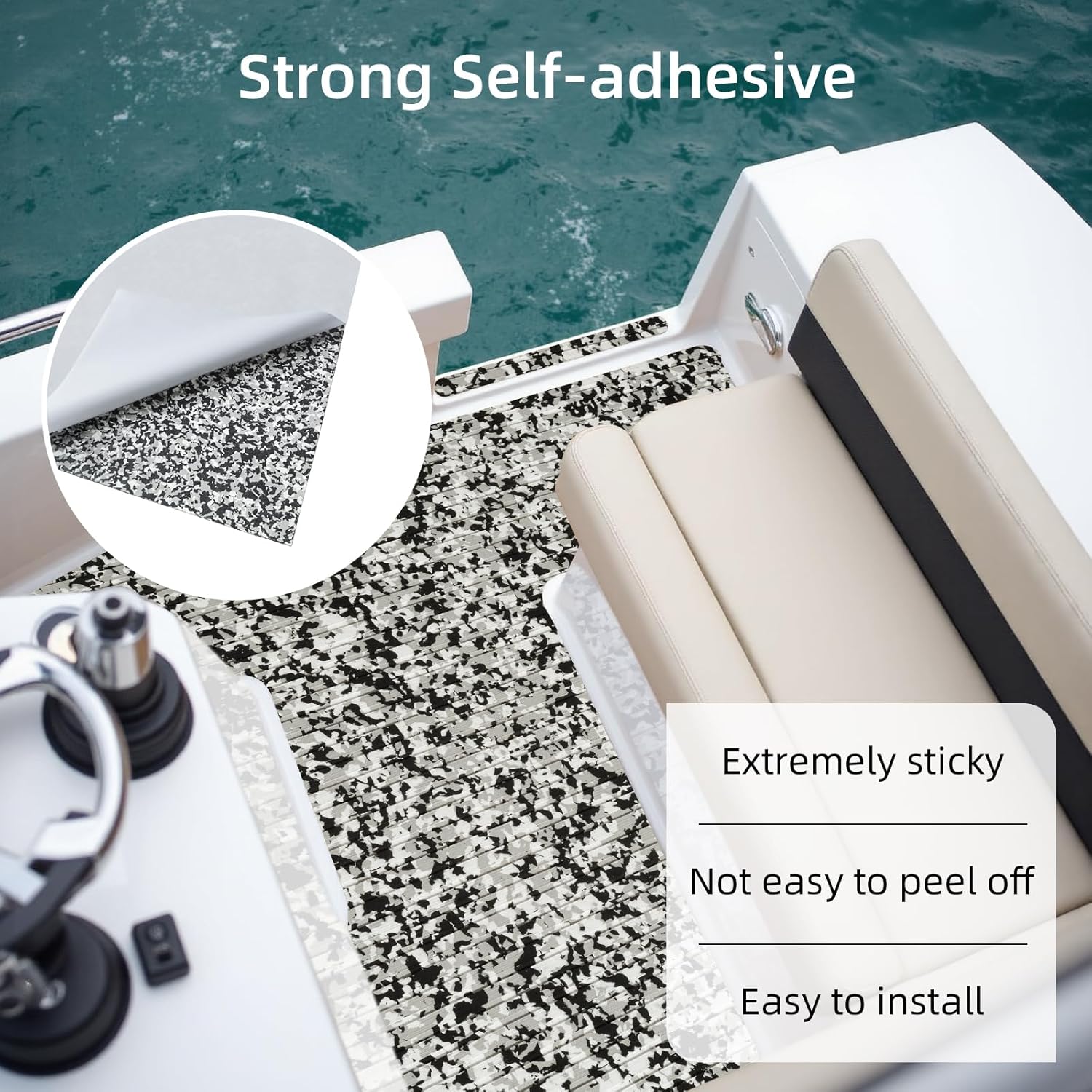 Hjdeck EVA Foam Boat Decking Self-Adhesive Non-Slip Waterproof Boat Flooring Sheet Trim-to-Fit for Fishing Boats Yachts Kayaks Surfboards Durable Deck Protection Pad