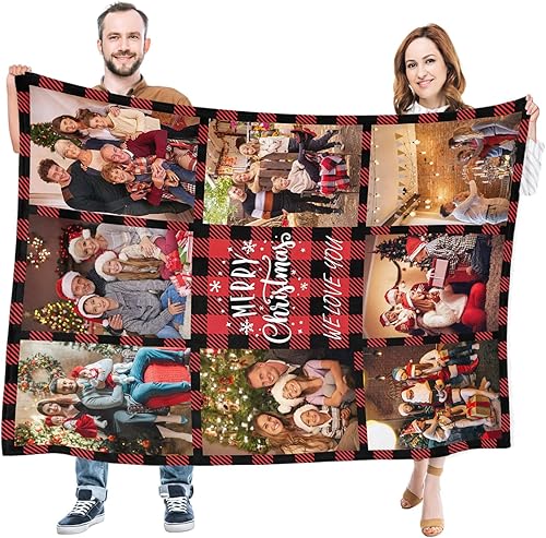 Miniatura 2 de Mantas personalizadas de Feliz Navidad, regalos personalizados de Navidad con tus propias fotos, manta de fotos personalizada como regalo para mamá,