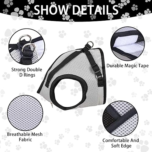 Miniatura 2 de FOZZA Juego de arnés y correa para perro, sin tirones, arnés reflectante ajustable para cachorros con malla transpirable, arnés de chaleco para