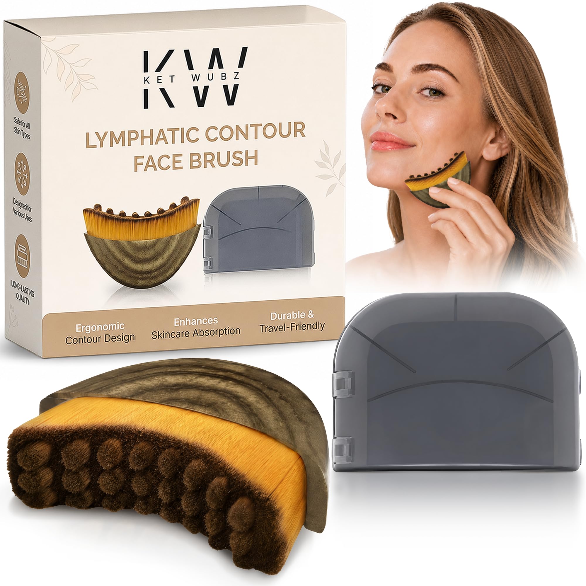 Lymphatic Contour Face Brush, Facial Brush for Lymphatic Drainage, Dry Lymphatic Massage Brush, Face Sculpting Brush, Contour Face Brush, Jawline and Chin Sculpting, Face Depuffer, Facial Tool-picture-54