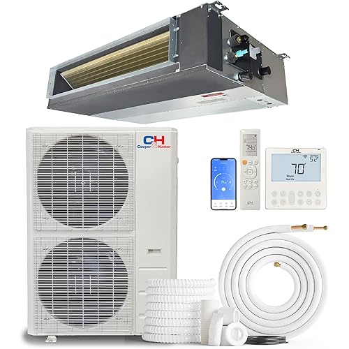 Cooper & Hunter 48,000 BTU 230V Concealed Slim Ducted Mini Split Air Conditioner & Heat Pump – 17.1 SEER2 Inverter System – Includes 25FT Installation Kit – Ducted AC/Heating