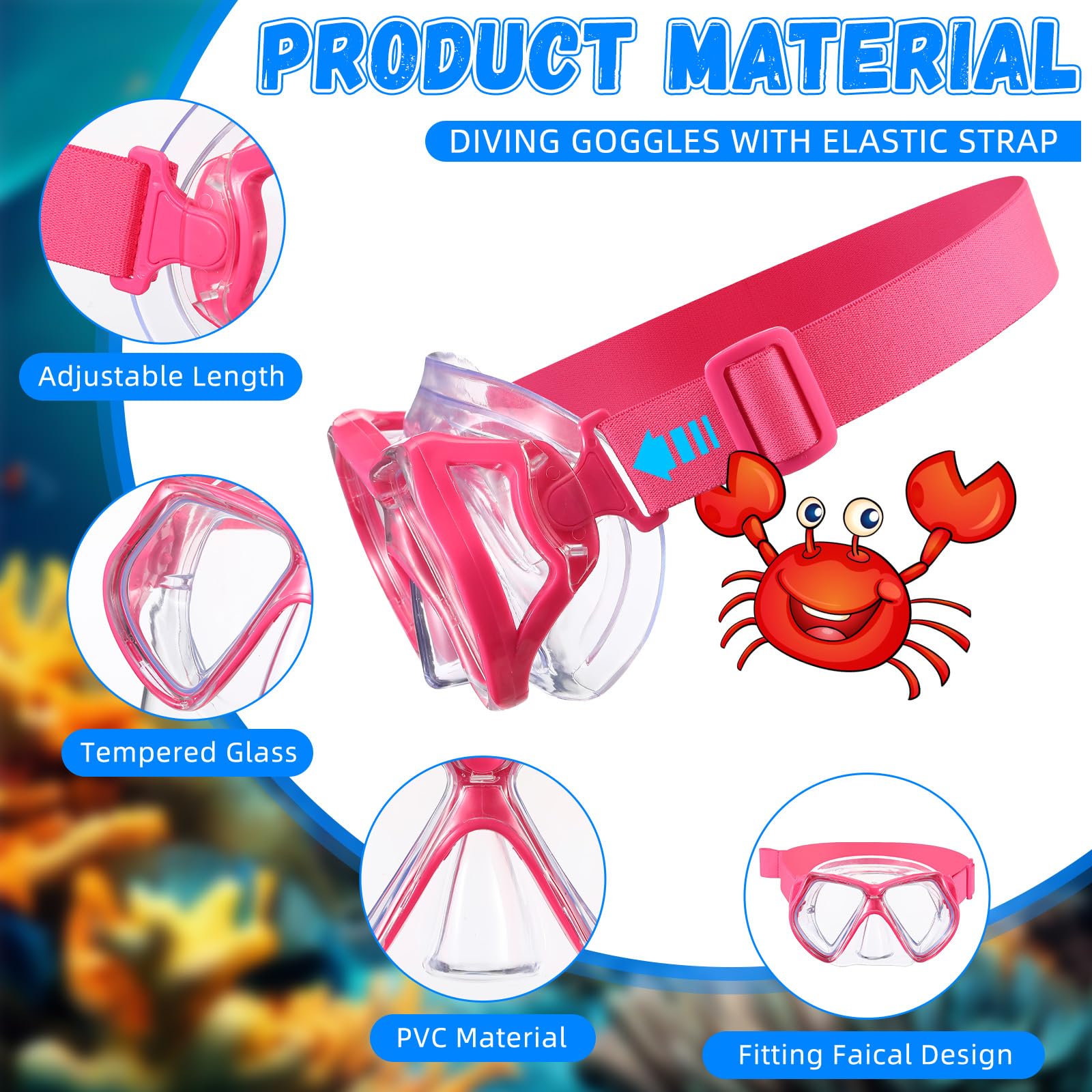 Flutesan 4 gafas de natación para adultos con cubierta para la nariz, correa de tela elástica, gafas de buceo de vidrio templado con envoltura protectora para el cabello
