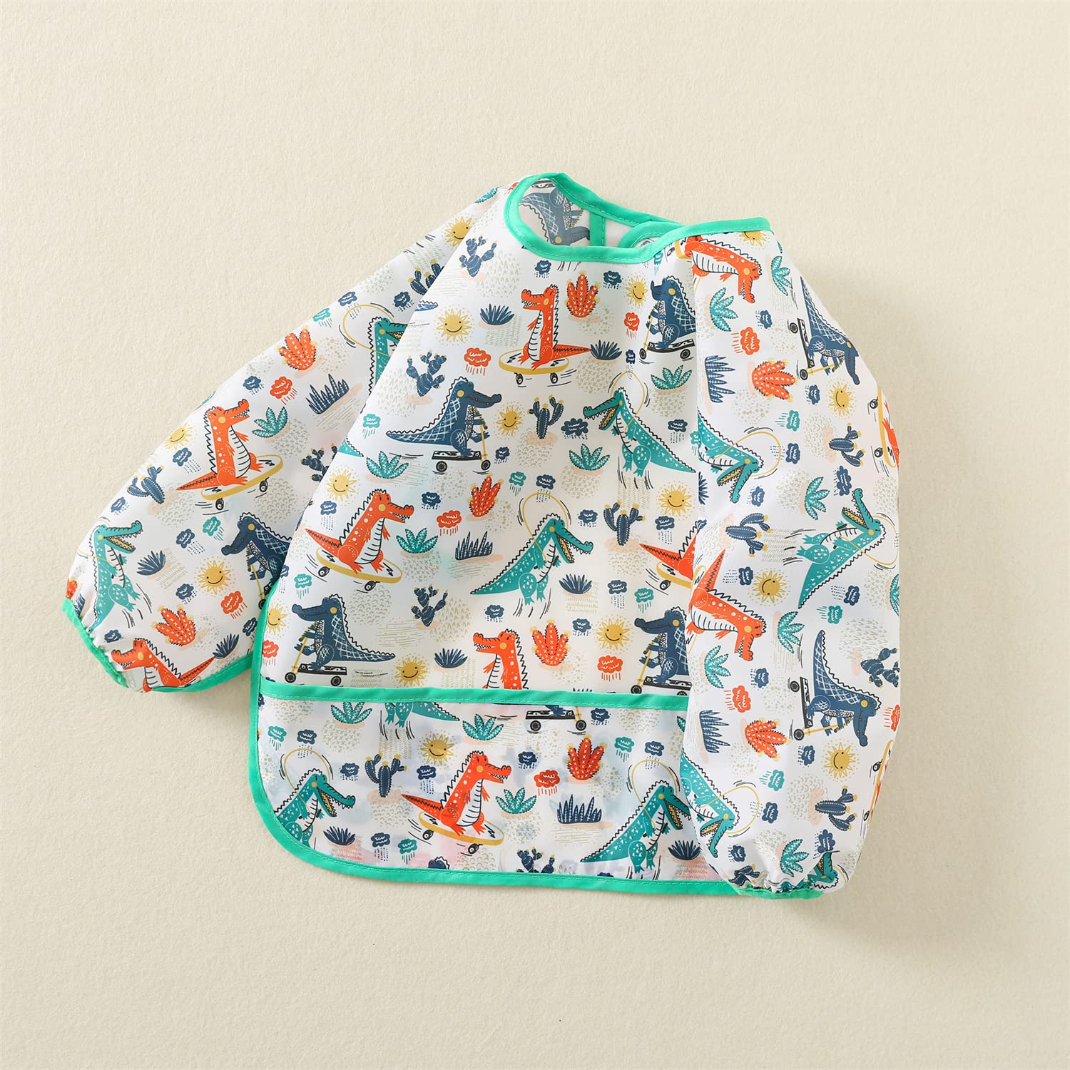 Paquete de 3 Babero con Mangas Impermeable 6-30 Meses Baberos Babetes Bebe lavables