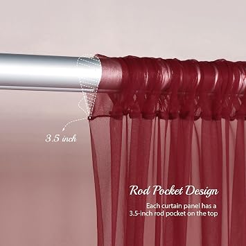 10x10ft Burgundy Tulle Backdrop Curtain with Lights String for Parites, Sheer Backdrop Curtains for Wedding Baby Shower Birthday Party Photo Shoot Decorations
