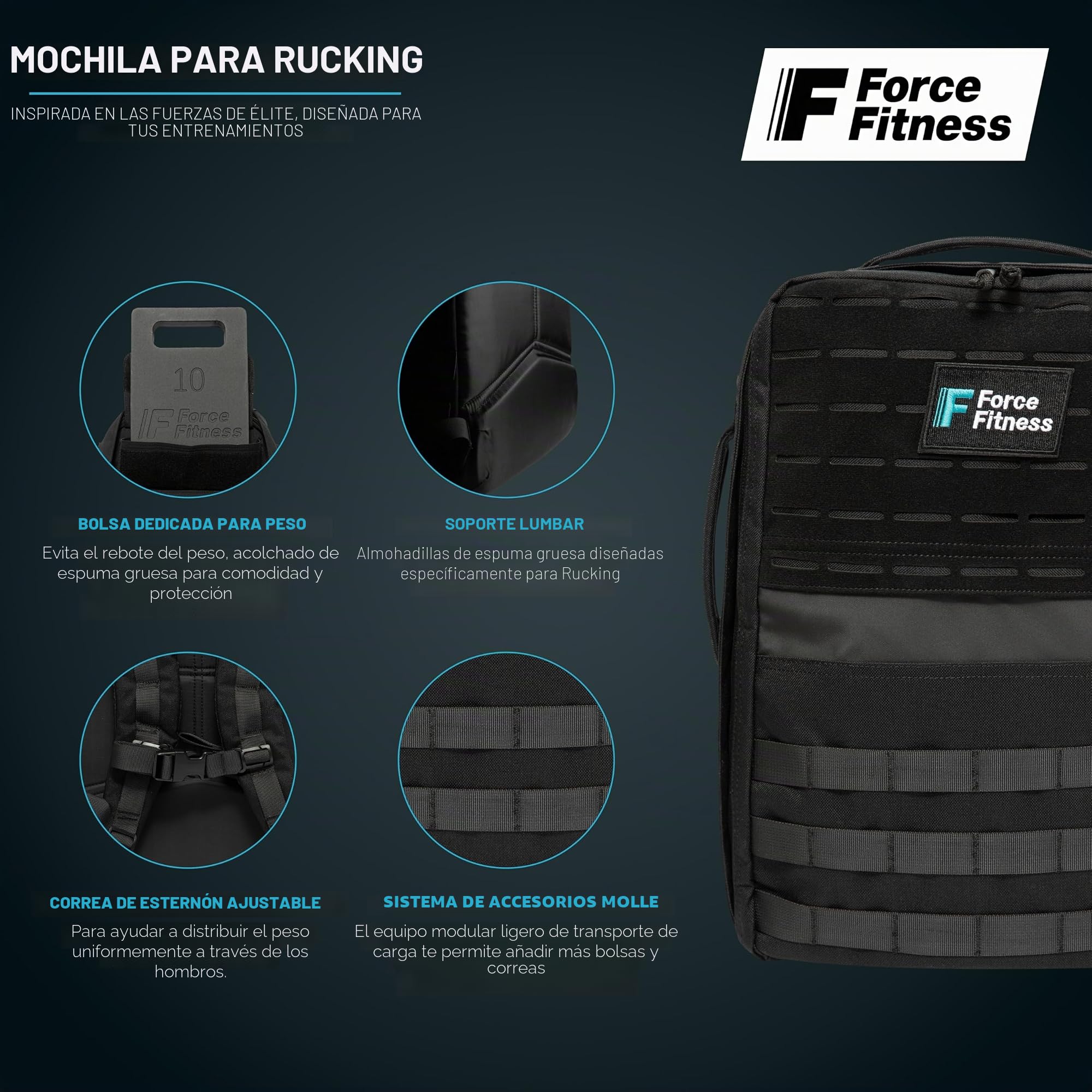 Force Fitness Mochila Rucking + Pesas