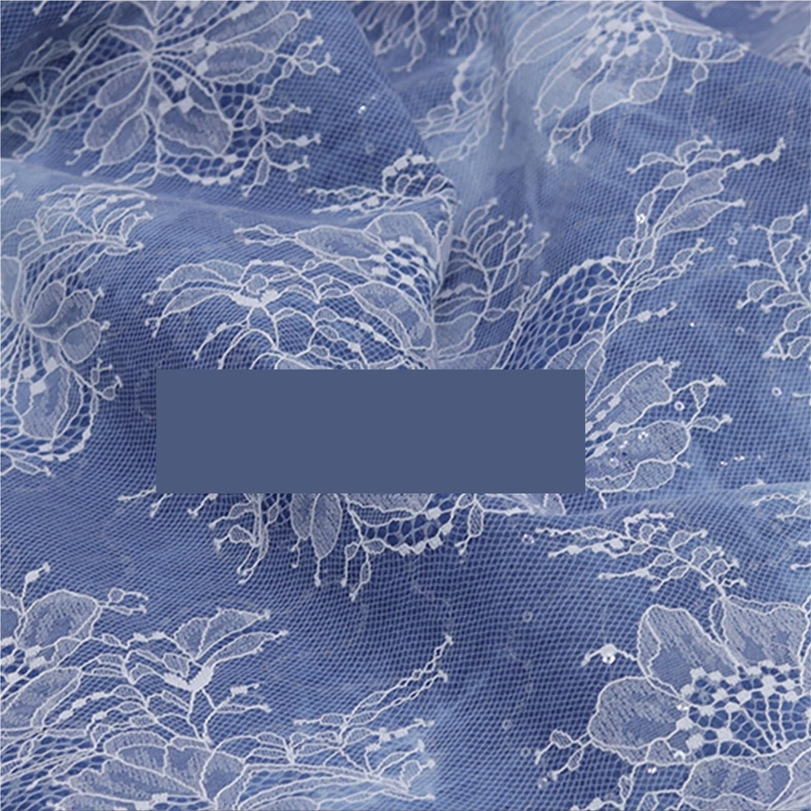 Haftowana tkanina bawełniana, Tkanina dżinsowa wielokolorowa 1 metr(Light Blue)