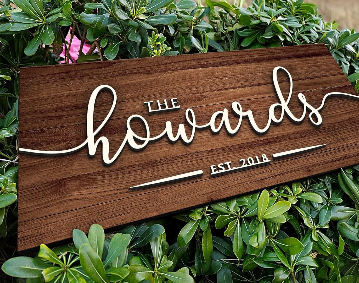 Name plate for home entrance outdoor | Name plate | Wood Personalized NamePlate with 3D Letters | Door nameplates | Custom NamePlate For Home, Office and Outdoor Entrance | 15X30 cm | Wooden | Housewarming Gifts | White Acrylic 3D Letters — Amazon image 2