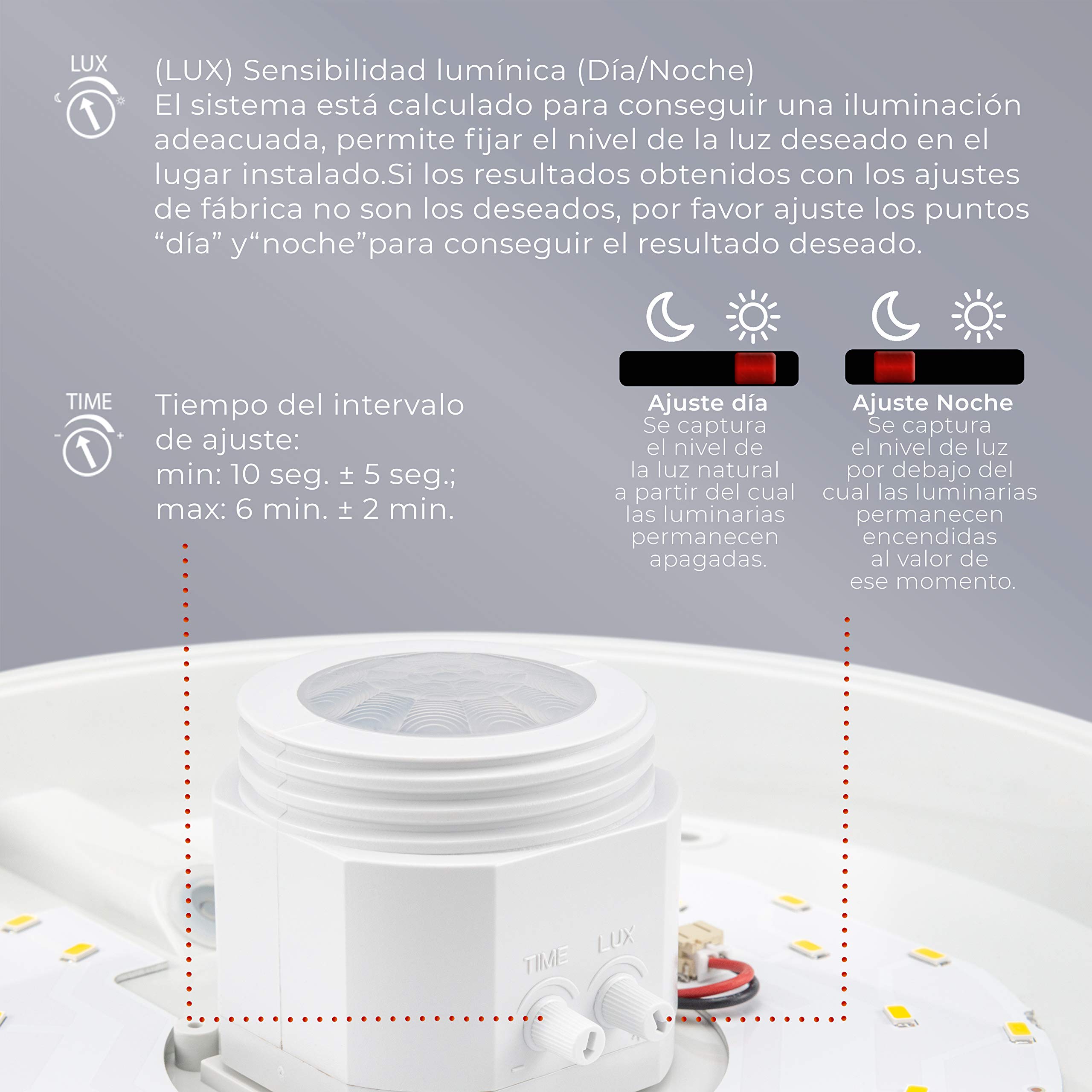 Popp® Plafón LED con Sensor de movimientos por Infrarrojos IP20 16W Luz Neutra 4000K 1150Lumen, SMD2835 interior,exterior,pasillos,cocinas,garaje ref:SM-11B (Pack 1 unidad)