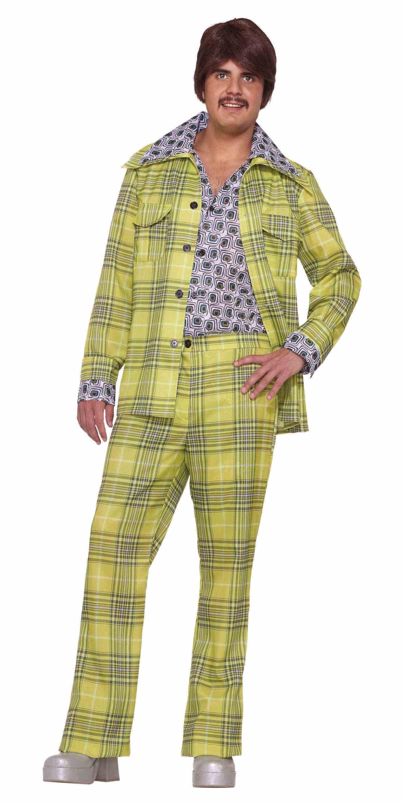 Forum Novelties Men's 70s Leisure Suit Costume, Plaid, Standard