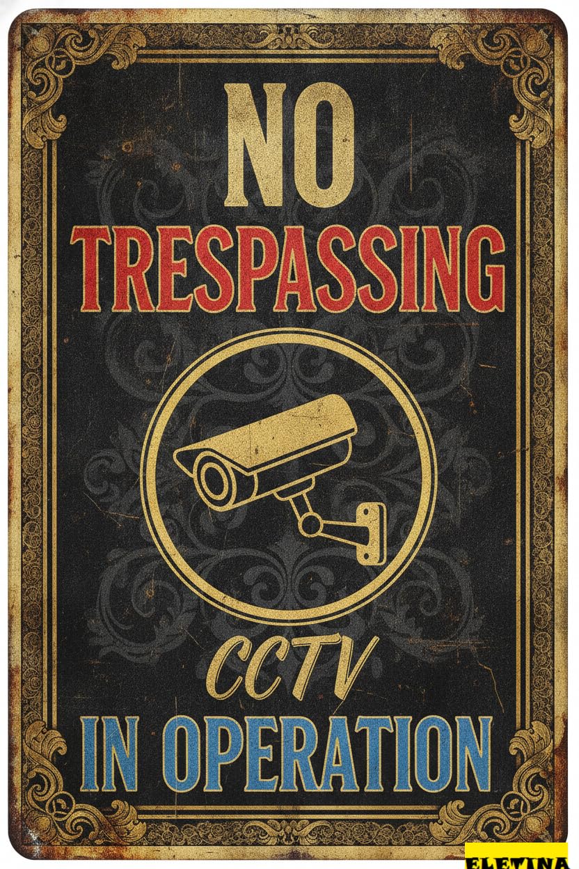 No Trespassing CCTV In Operation Metal Vintage Street Caution Sign Driveway High Way Street Gate 8x12in