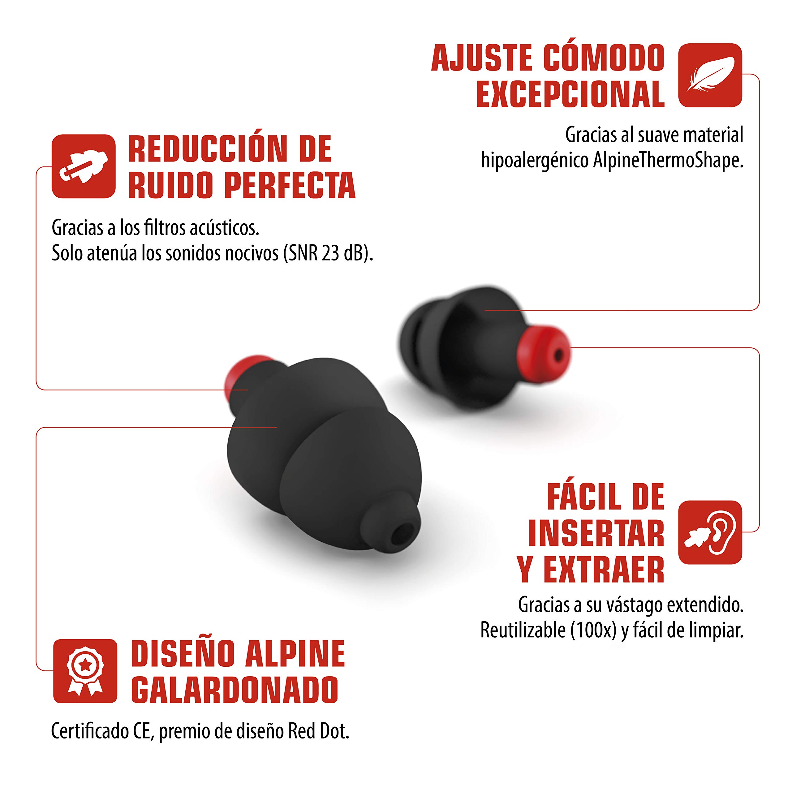 Alpine WorkSafe - Tapones para los Oídos Antiruido para el Trabajo y el Bricolaje - Atenuación del Ruido hasta 23 dB - Cordón de Seguridad incluido - Reutilizables