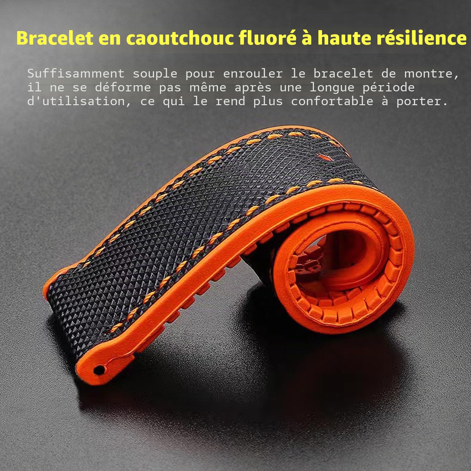 Bracelet de Monture en FKM Caoutchouc et Nylon 20mm 21mm 22mm 23mm 24mm – Fluorocautchouc Imperméable, Souple et Respirant – Bande de Remplacement Universelle pour Hommes et Femmes