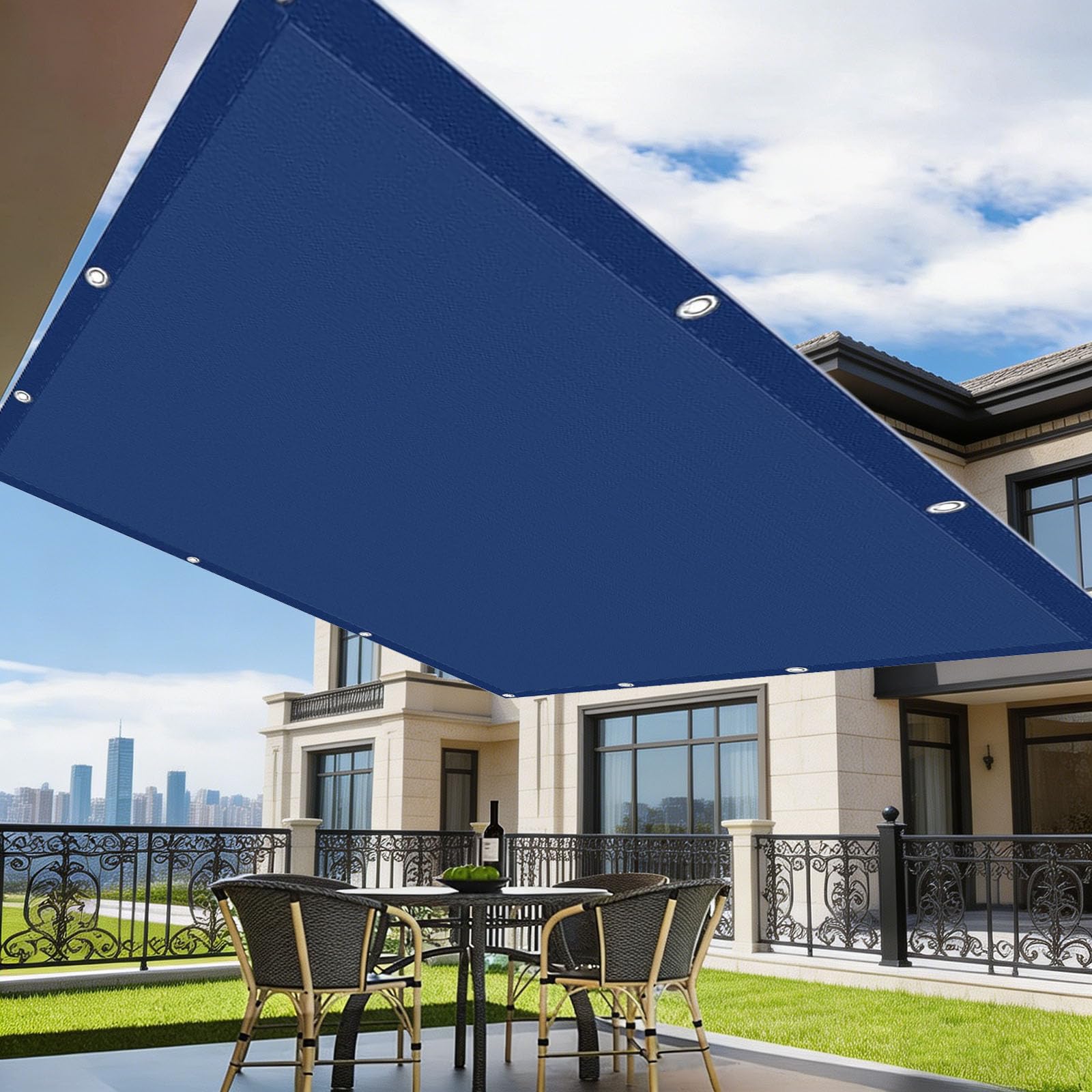 Wodoodporny Żagiel Przeciwsłoneczny Do Ogrodu I Na Taras 290 x 410 cm Prostokątny Wodoodporny Oddychający Wiatroodporny Prostokątny Żagiel Ogrodowy Do Ogrodu, Ciemnoniebieski