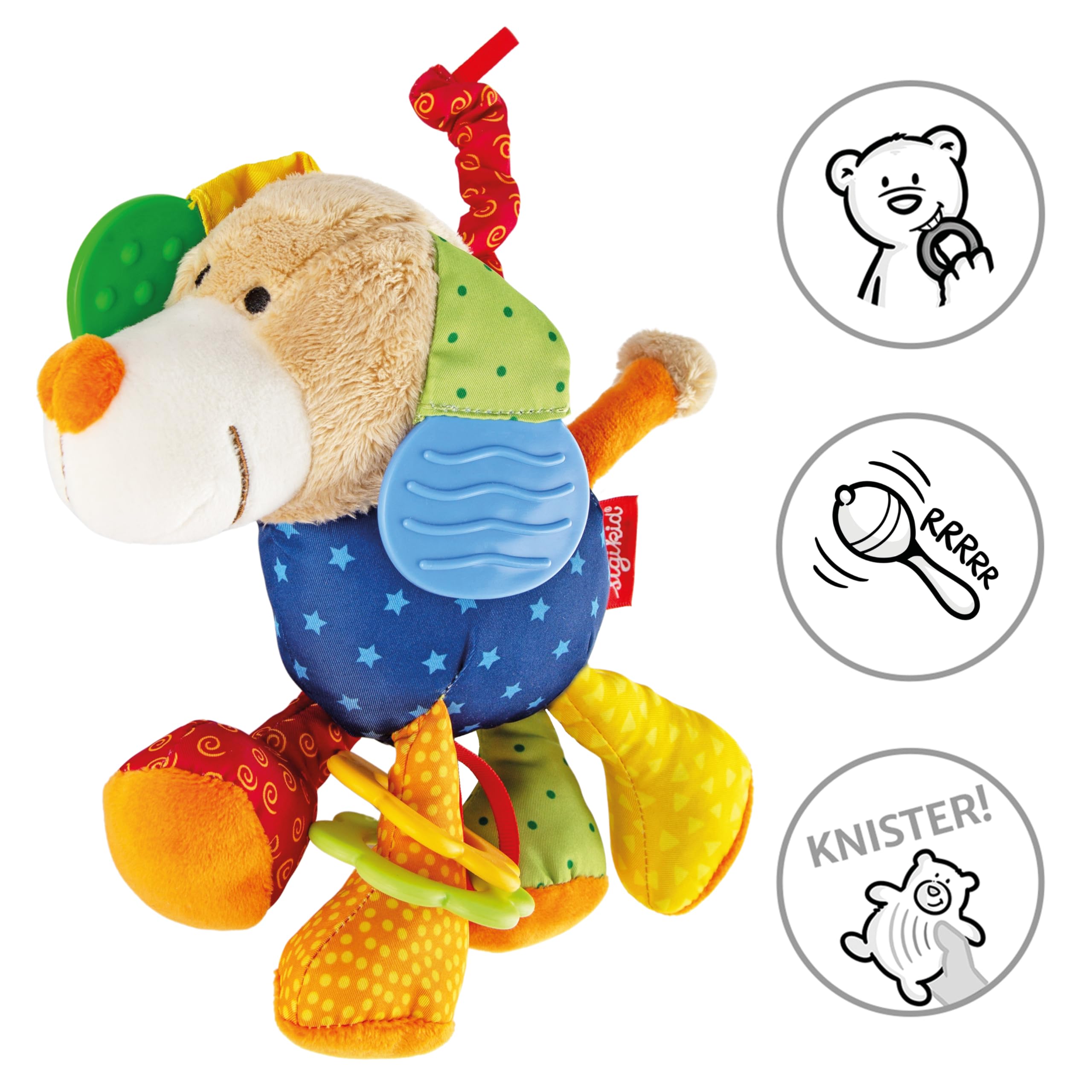 SIGIKID 40099 Aktywny pies PlayQ zabawka dla dziewczynek i chłopców, zalecana od urodzenia, wielokolorowa, 6 x 15 x 20