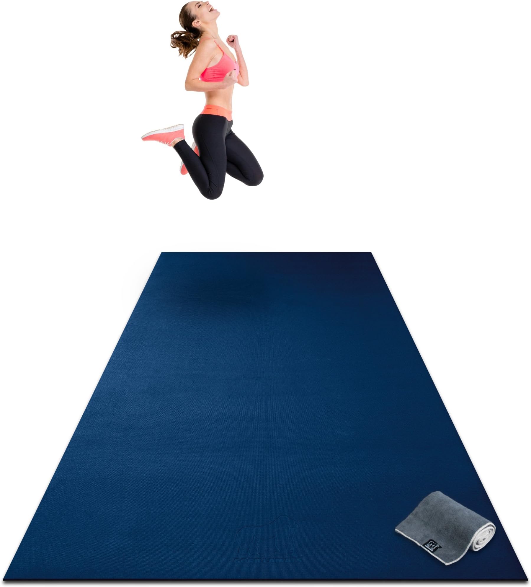 Gorilla Mats Premium Extra Large Exercise Mat – 10' x 4' x 1/4" Ultra Durable, Non-Slip, Workout Mat for Instant Home Gym Flooring – Works Great on Any Floor Type or Carpet – Use With or Without Shoes