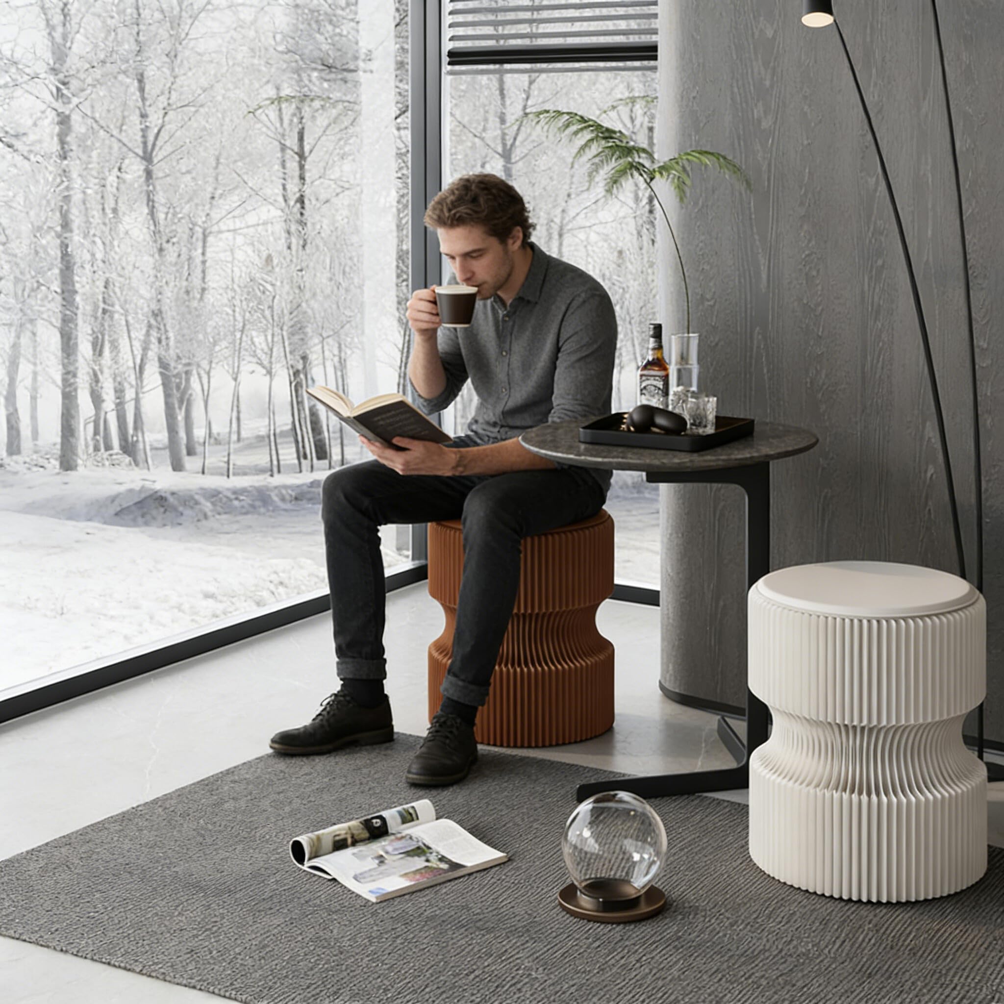 Generisch Tragbarer Klapphocker Faltbar Vielseitig Einsetzbar als Beistelltisch, Papier Displayständer Sockel oder Blumenhocker für Wohnzimmer, Schlafzimmer, Flur, Events(Weiß)