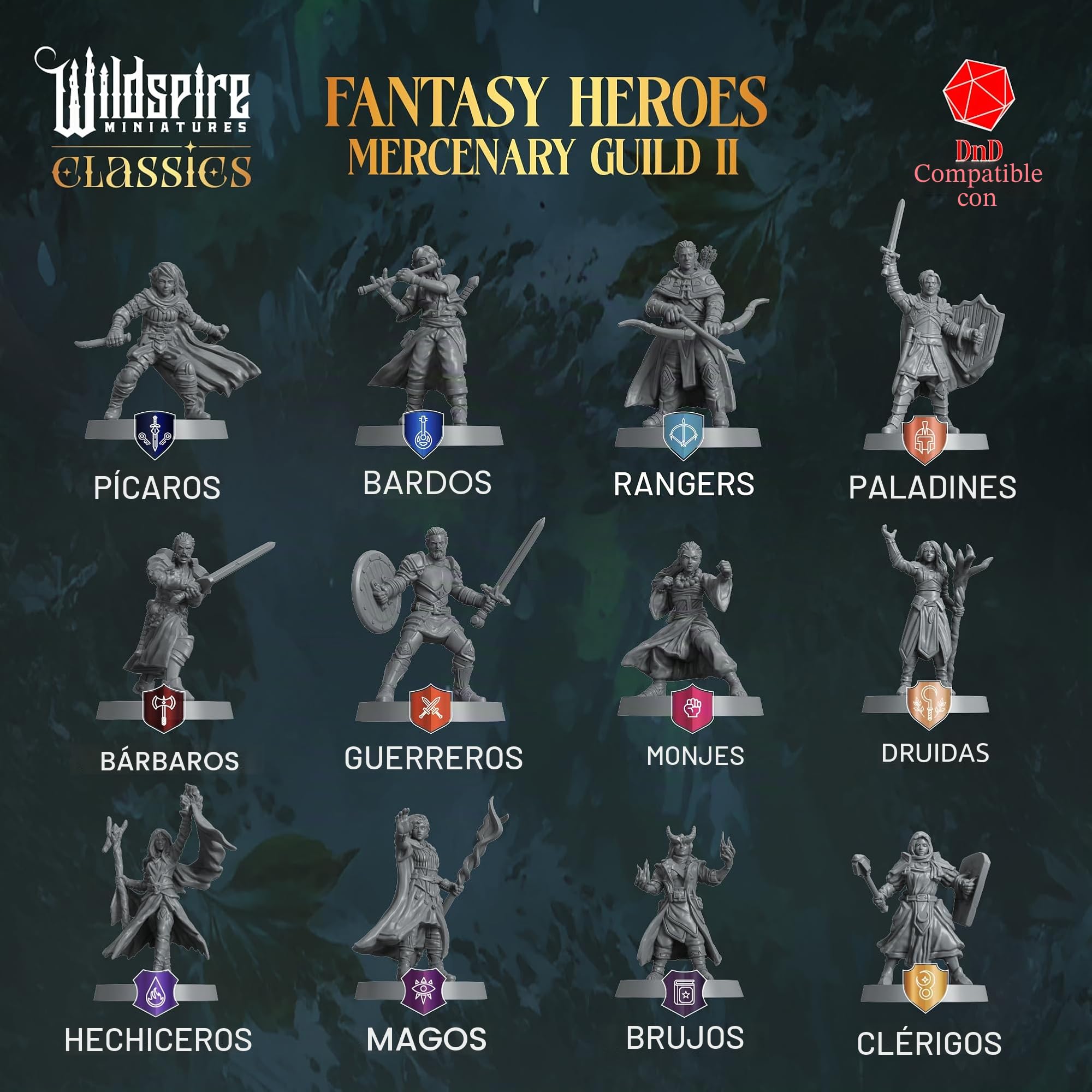 Mercenary Guild II - Héroes Esenciales - 55 Héroes, Personajes Jugadores, PNJ para Miniaturas DND a Granel I 28mm Dungeons Dragons D&D Miniaturas I Miniaturas DND D&D Figuras I Pathfinder, Daggerheart